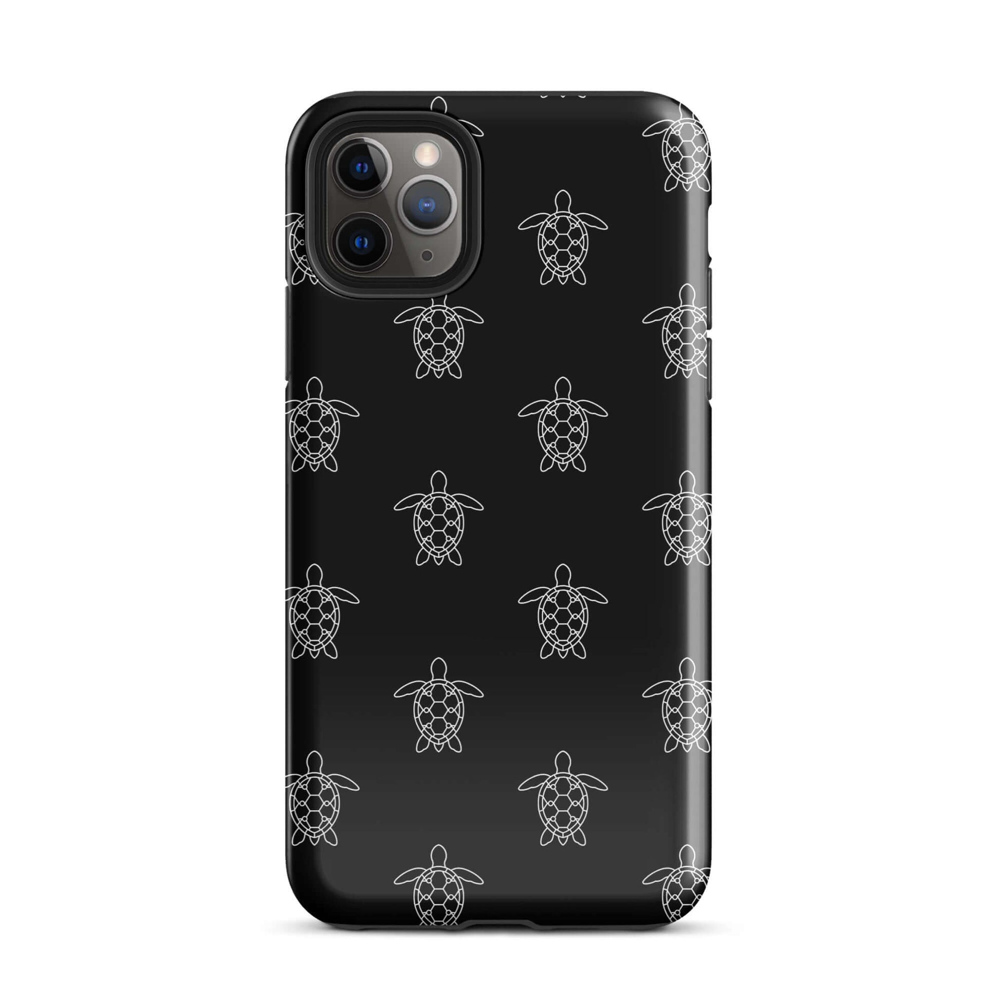 Phone Case featuring a minimalist sea turtle pattern on a sleek black background.