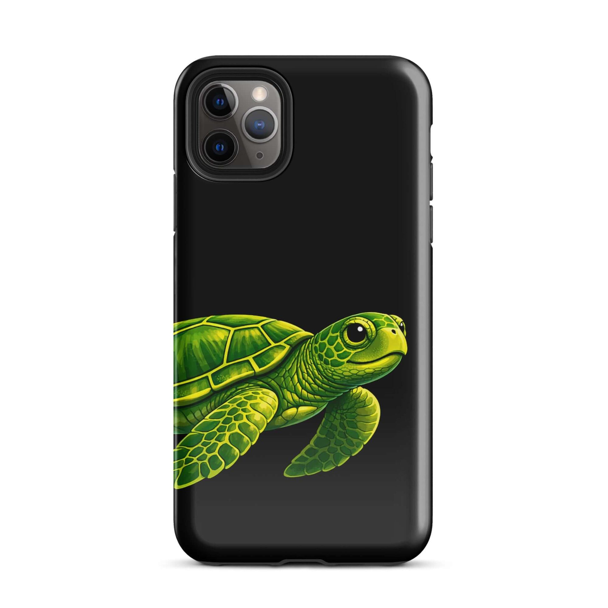 Phone Case featuring vibrant sea turtle design on a black background for style and protection.