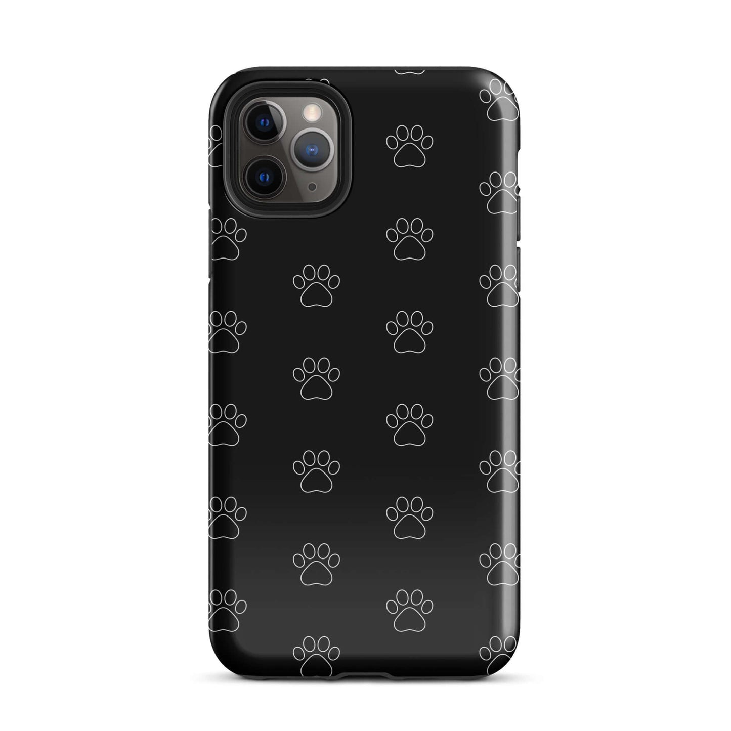 Phone Case for iPhone featuring a black paw print pattern, stylish and practical for pet lovers.