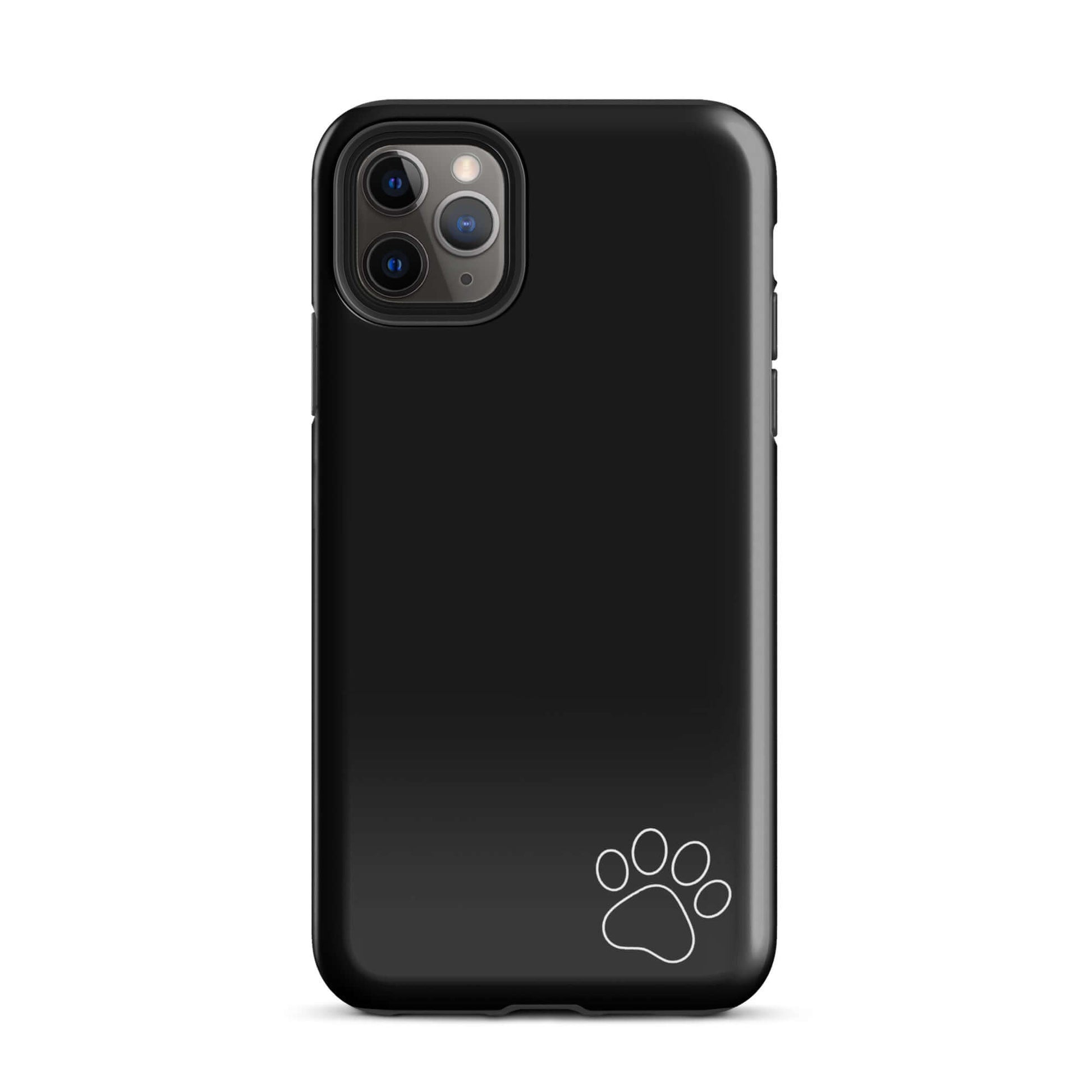 Phone Case for iPhone with black design and white paw print, minimalist style, ideal for pet lovers, protective and stylish accessory.