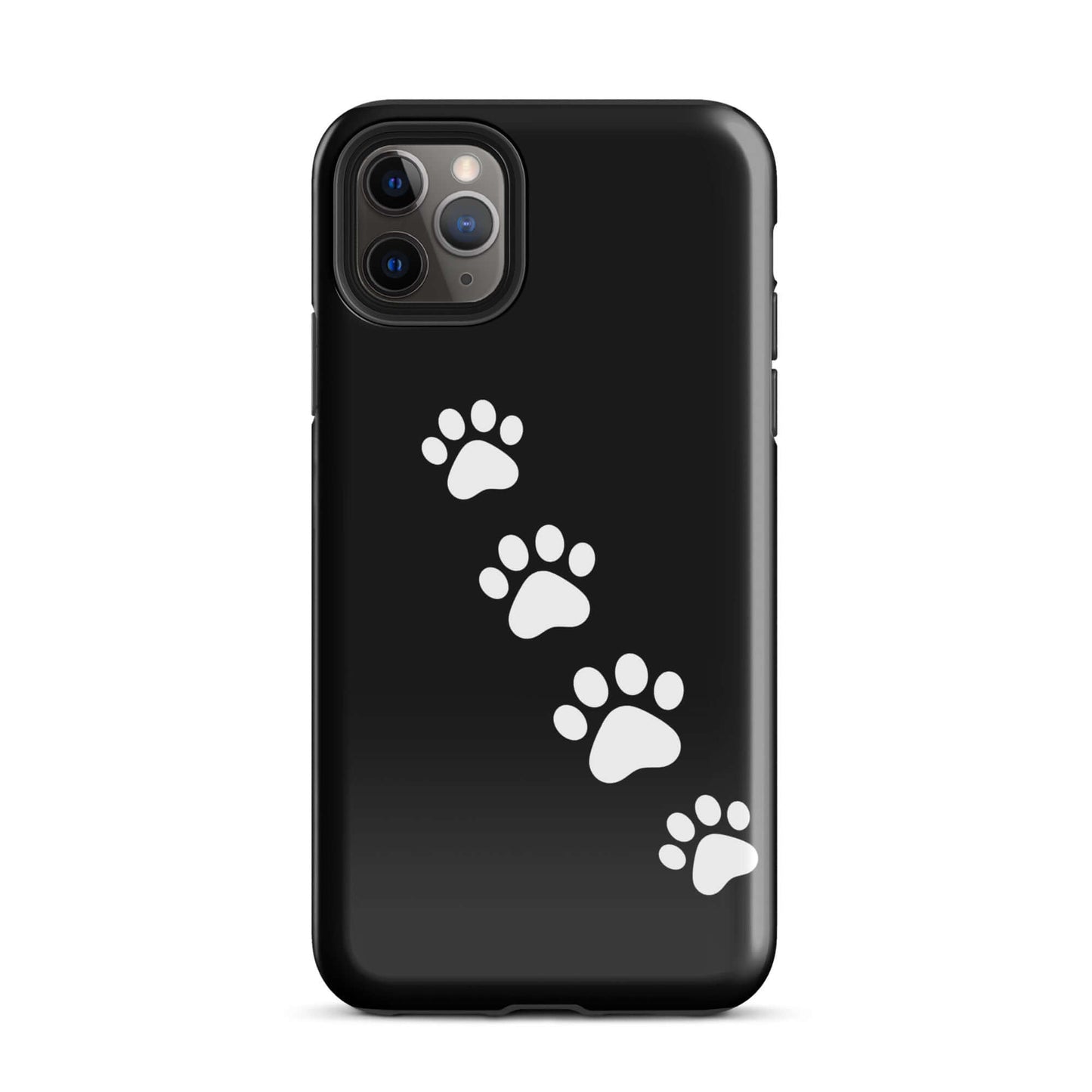 Phone case with paw‑print trail design for pet lovers on iPhone.