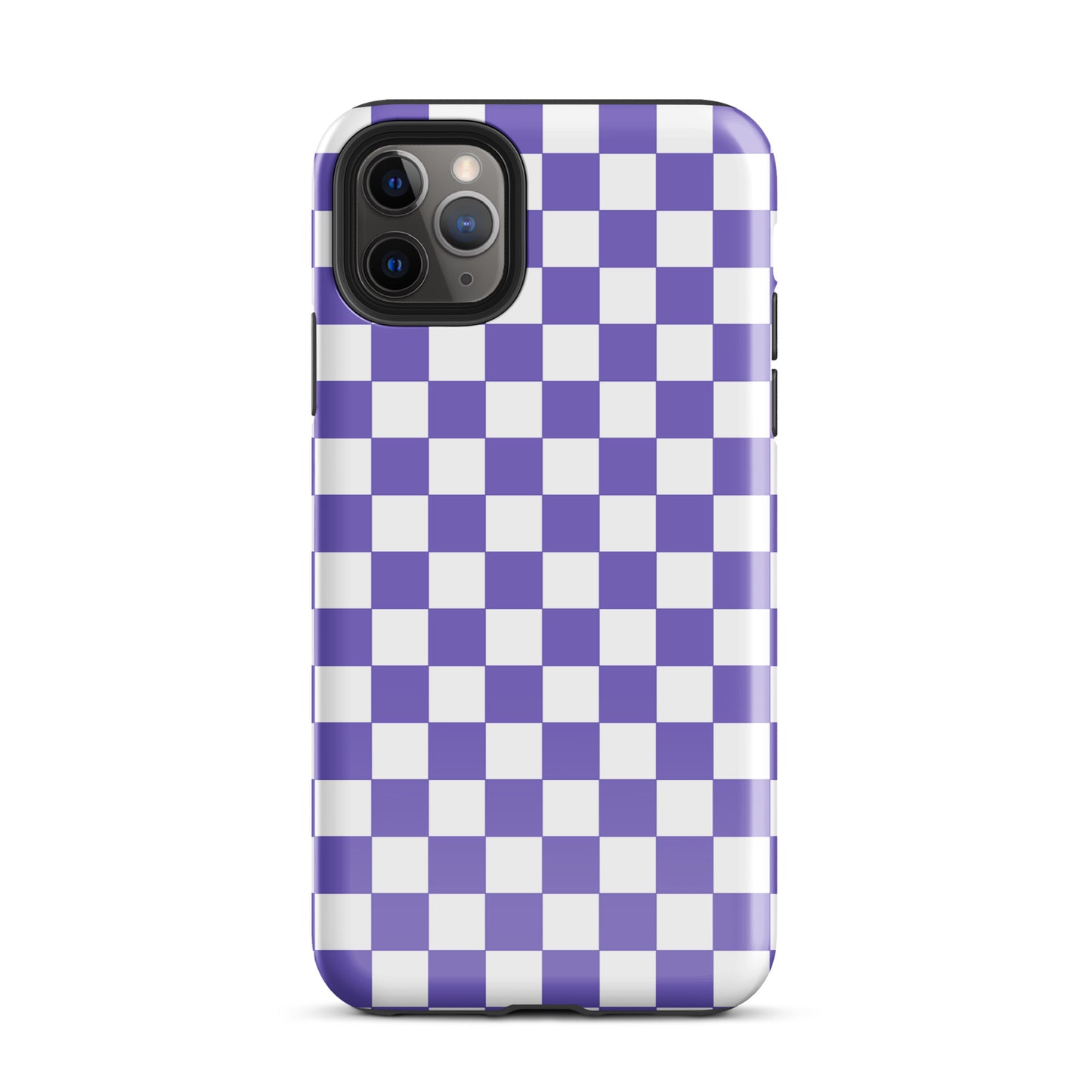 Purple and white checkered Phone Case for iPhone emphasizing style and personality.