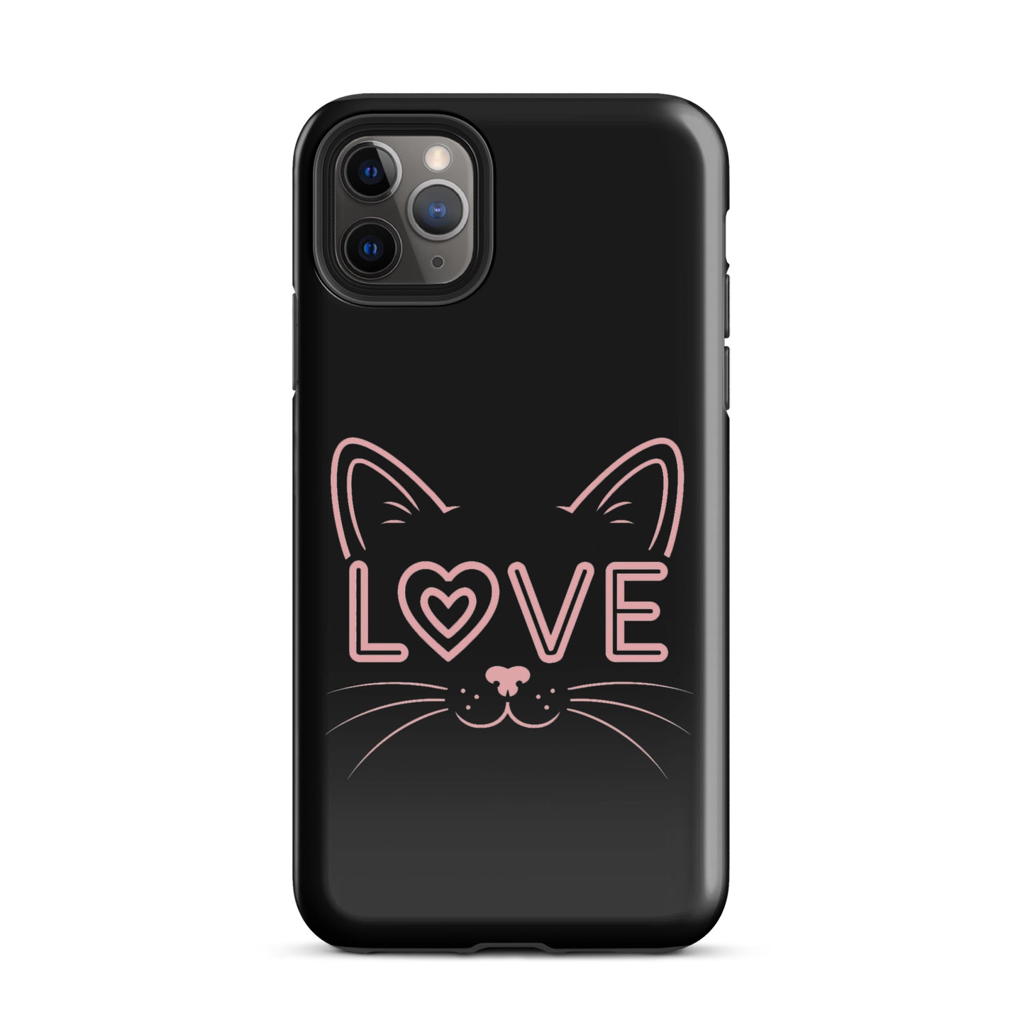Cat Love phone case for iPhone with minimalist cat face and love design