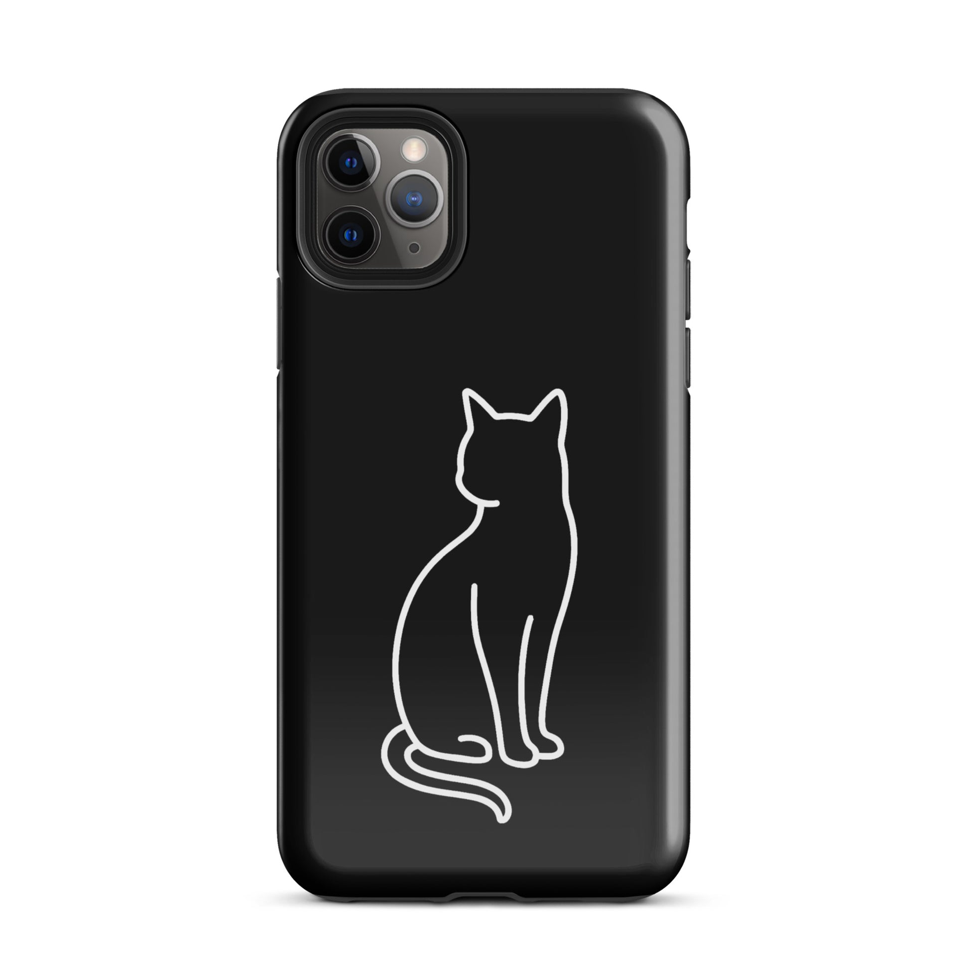 Phone Case for iPhone with minimalist sitting cat design for modern pet lovers, offering durable protection and stylish elegance.