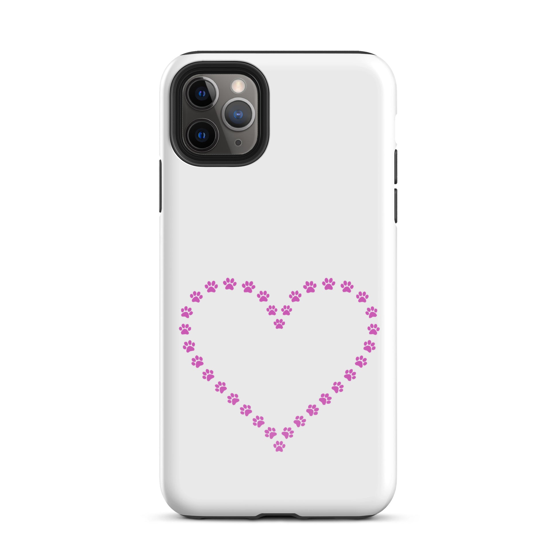 Phone Case for iPhone featuring pink paw print heart design, perfect for pet lovers seeking stylish and protective pet-themed accessories.