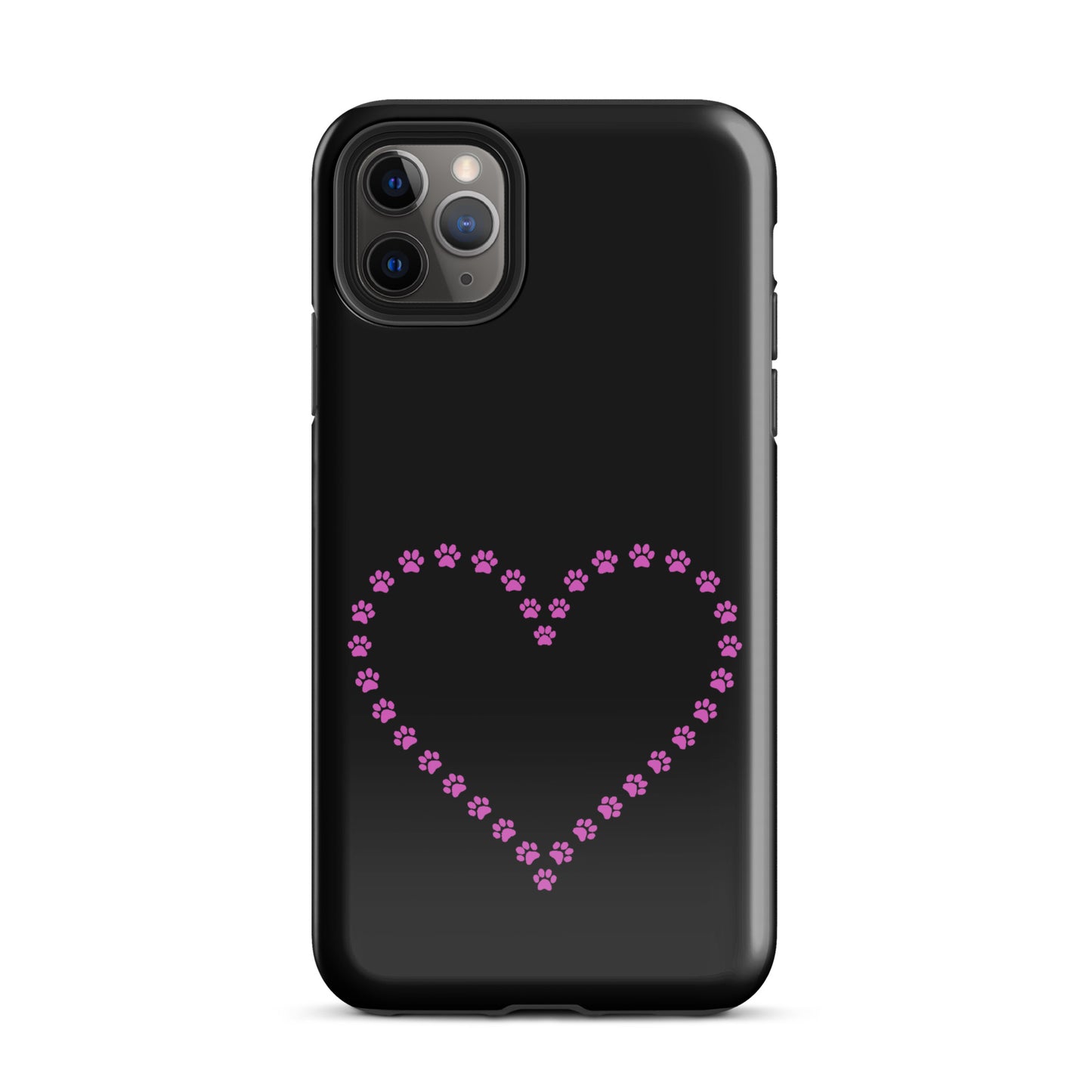 Phone Case for iPhone with cute paw print heart design, perfect for pet lovers, featuring pink paw prints in a heart shape.