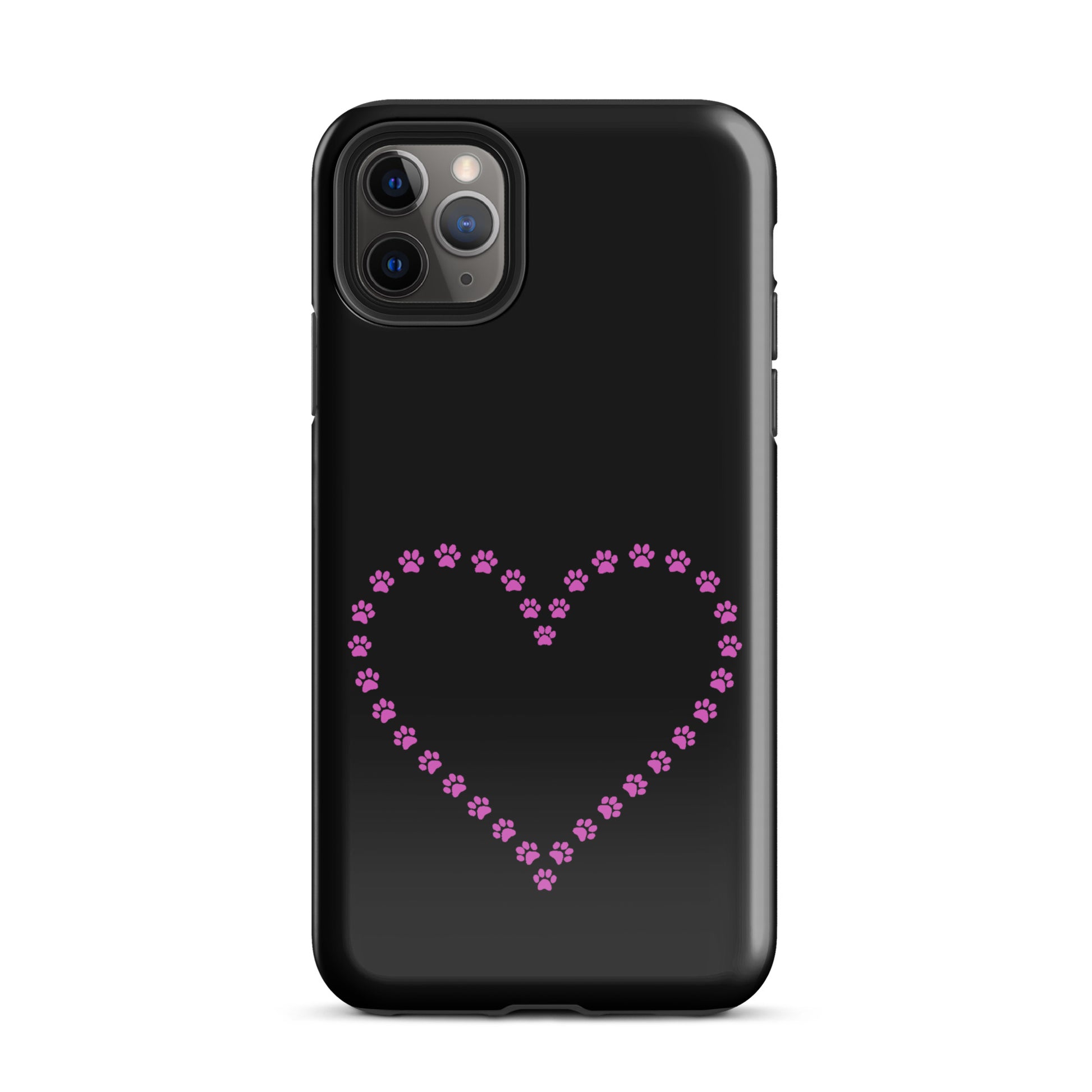 Phone Case for iPhone with cute paw print heart design, perfect for pet lovers, featuring pink paw prints in a heart shape.
