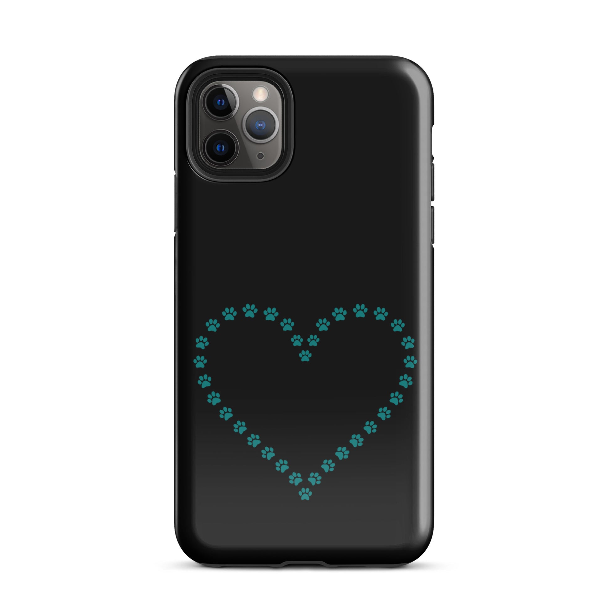 Phone Case for iPhone with cute paw print heart design for pet lovers, ideal for cat and dog owners seeking durability and charm.