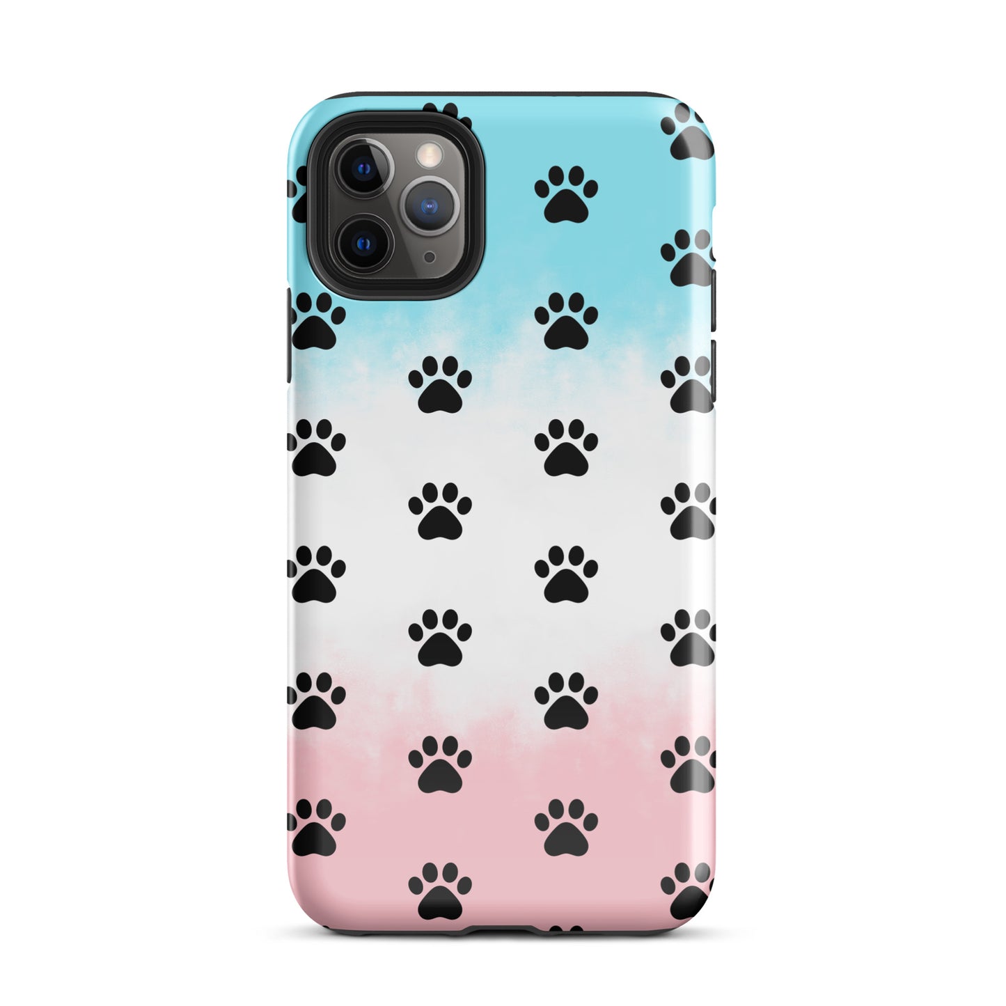 Phone Case with paw print pattern, offering a modern design for pet lovers, transparent finish showcasing iPhone color.