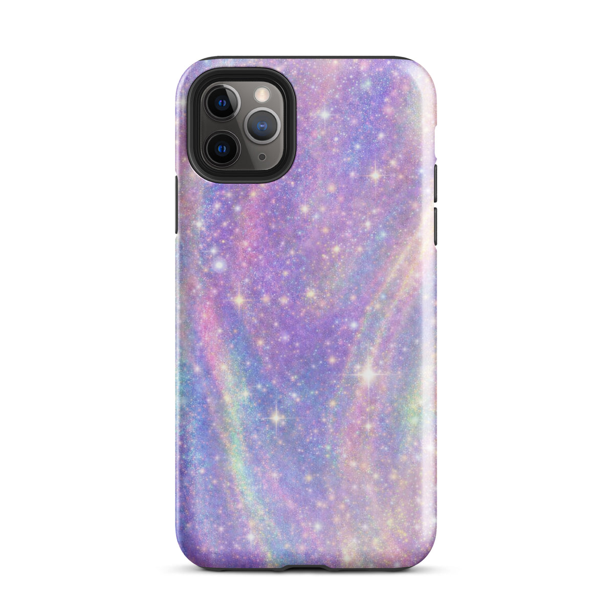 Phone Case for iPhone with cosmic dream swirl in pastel purples, pinks, blues, and golden sparkles.