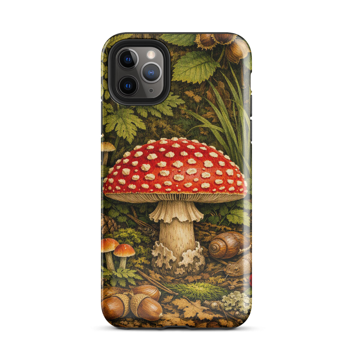 Phone Case featuring Amanita muscaria mushroom with lush forest design for iPhone
