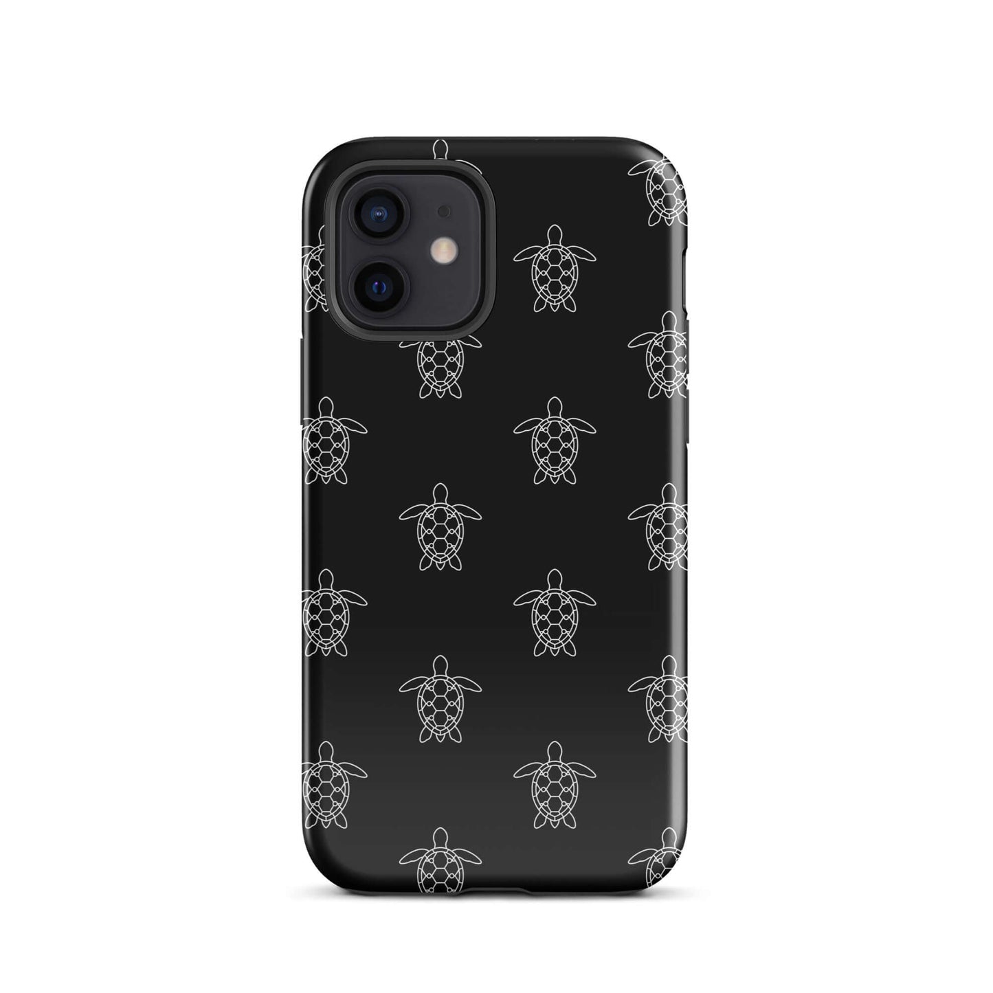 Phone Case for iPhone featuring a minimalist sea turtle pattern on a black background.