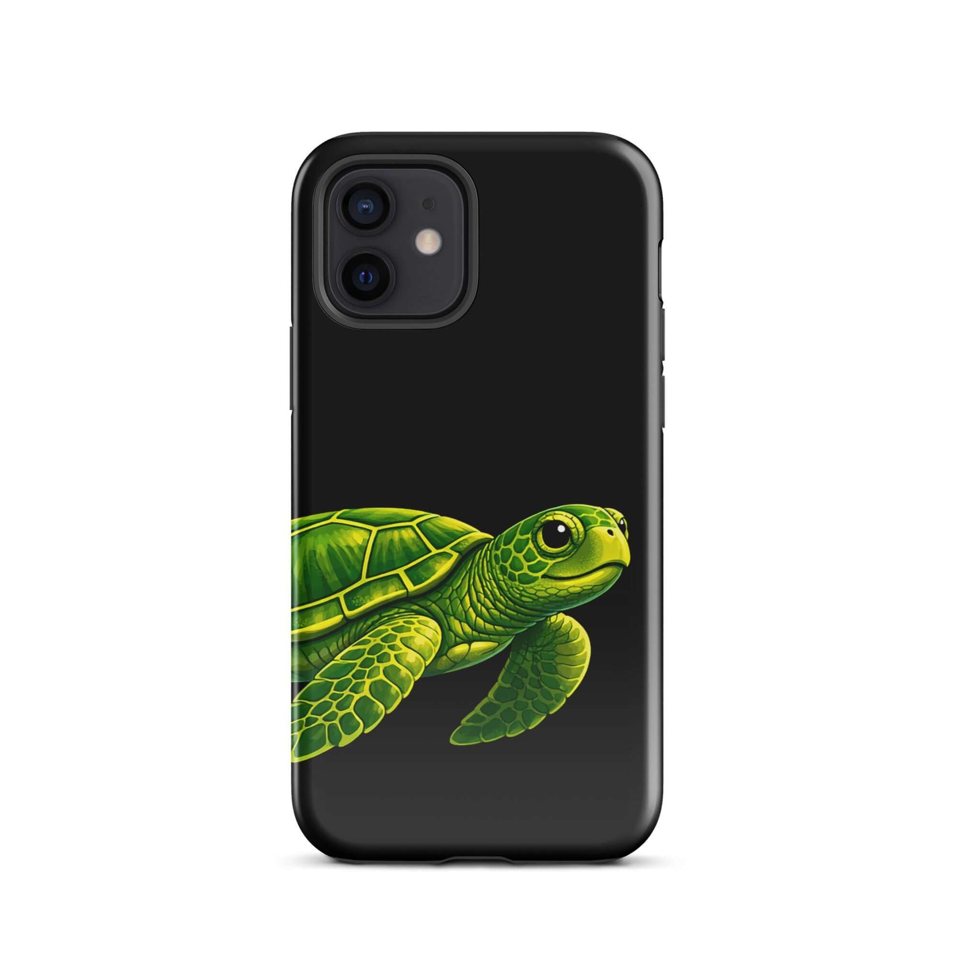 Phone Case featuring a vibrant sea turtle design against a black background for style and protection.