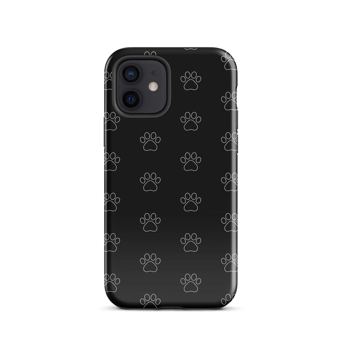 Phone Case for iPhone with playful black paw print pattern, perfect for pet lovers and minimalist style.