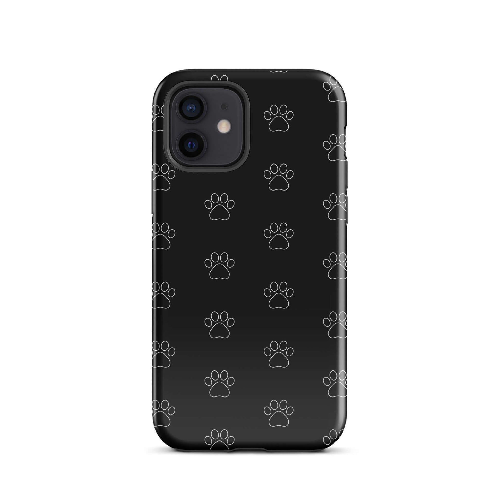 Phone Case for iPhone with playful black paw print pattern, perfect for pet lovers and minimalist style.