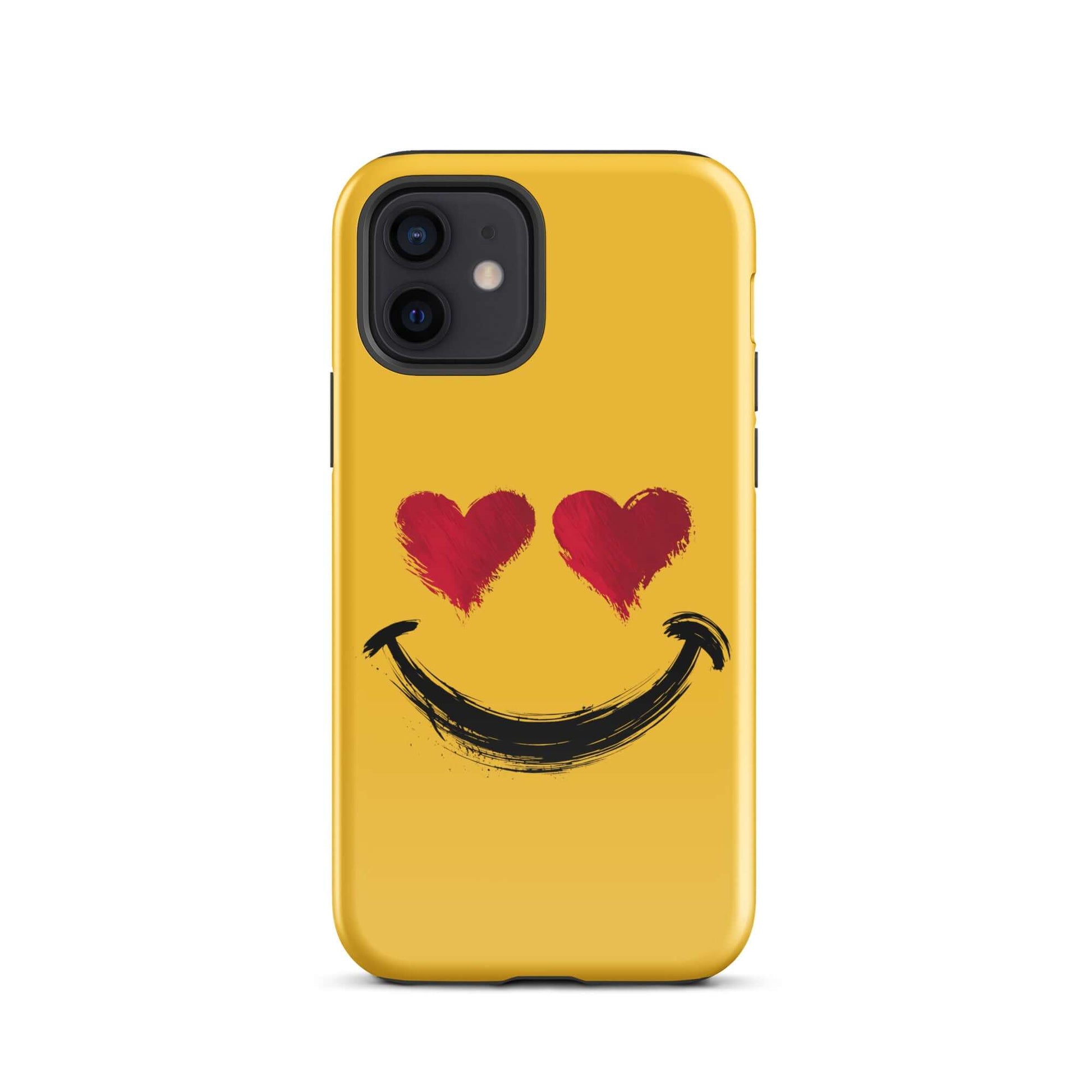 Phone Case for iPhone with heart-eyes smiley design, bold style, vibrant colors, artistic textures - luxury accessory.