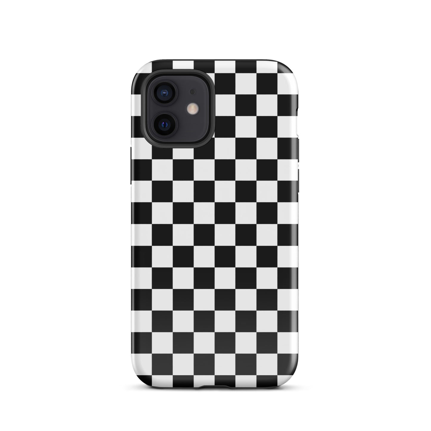 Phone Case for iPhone with bold black-and-white checkered pattern for a fun, playful racing vibe.