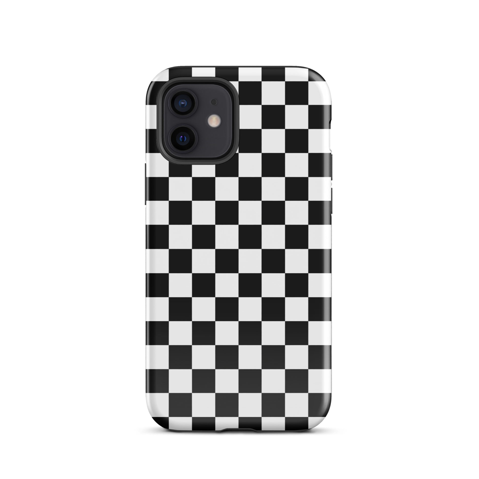 Phone Case for iPhone with bold black-and-white checkered pattern for a fun, playful racing vibe.