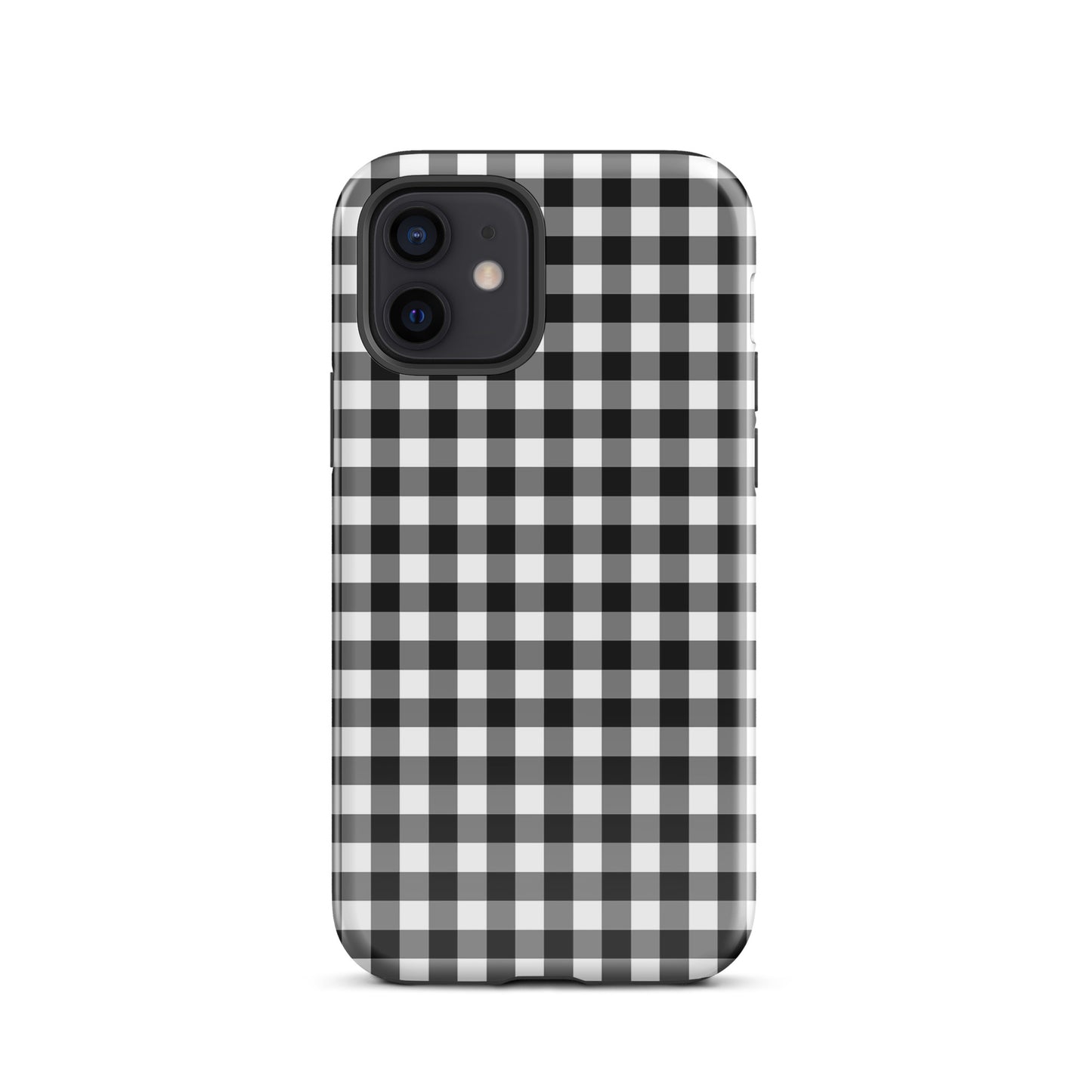 Phone Case for iPhone with black-and-white gingham pattern offering stylish protection and charm.