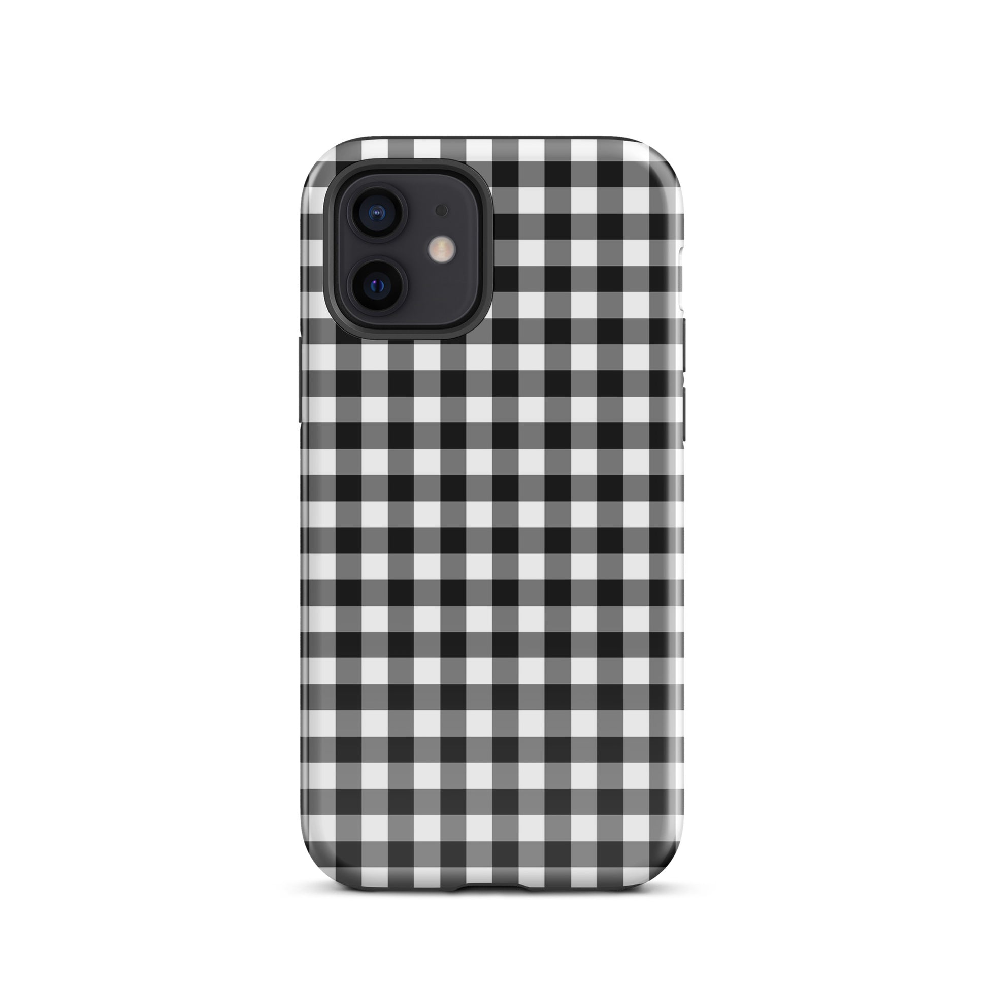 Phone Case for iPhone with black-and-white gingham pattern offering stylish protection and charm.