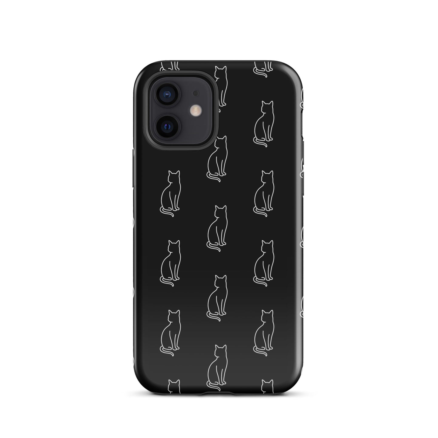 Phone Case with minimalist sitting cat pattern for iPhone, perfect for feline fans, showcasing sleek design and elegant feline simplicity.