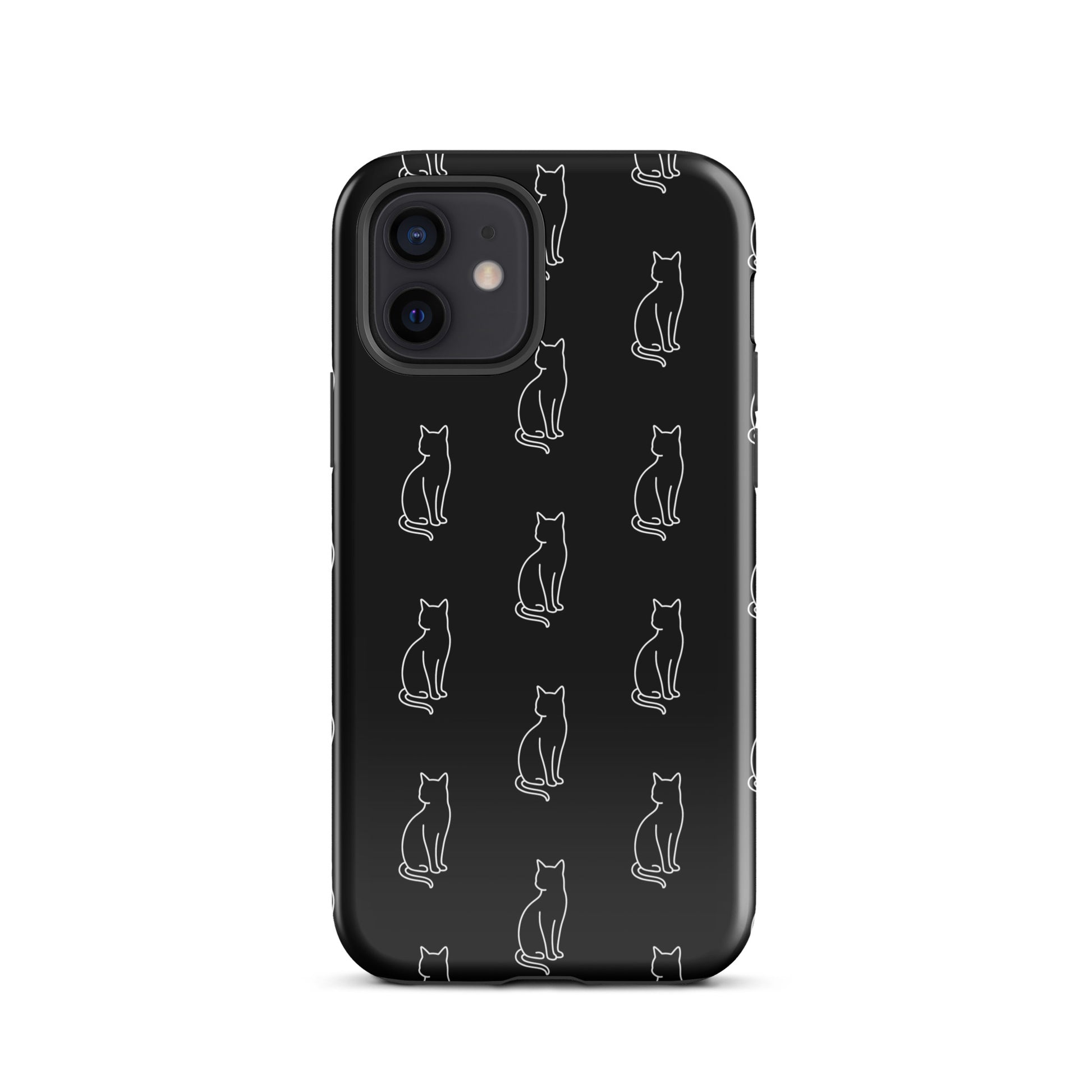 Phone Case with minimalist sitting cat pattern for iPhone, perfect for feline fans, showcasing sleek design and elegant feline simplicity.