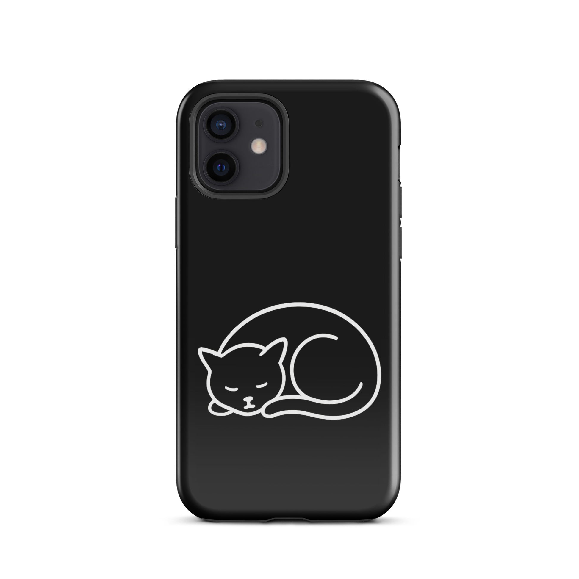 phone case with minimalist curled-up cat design for iPhone