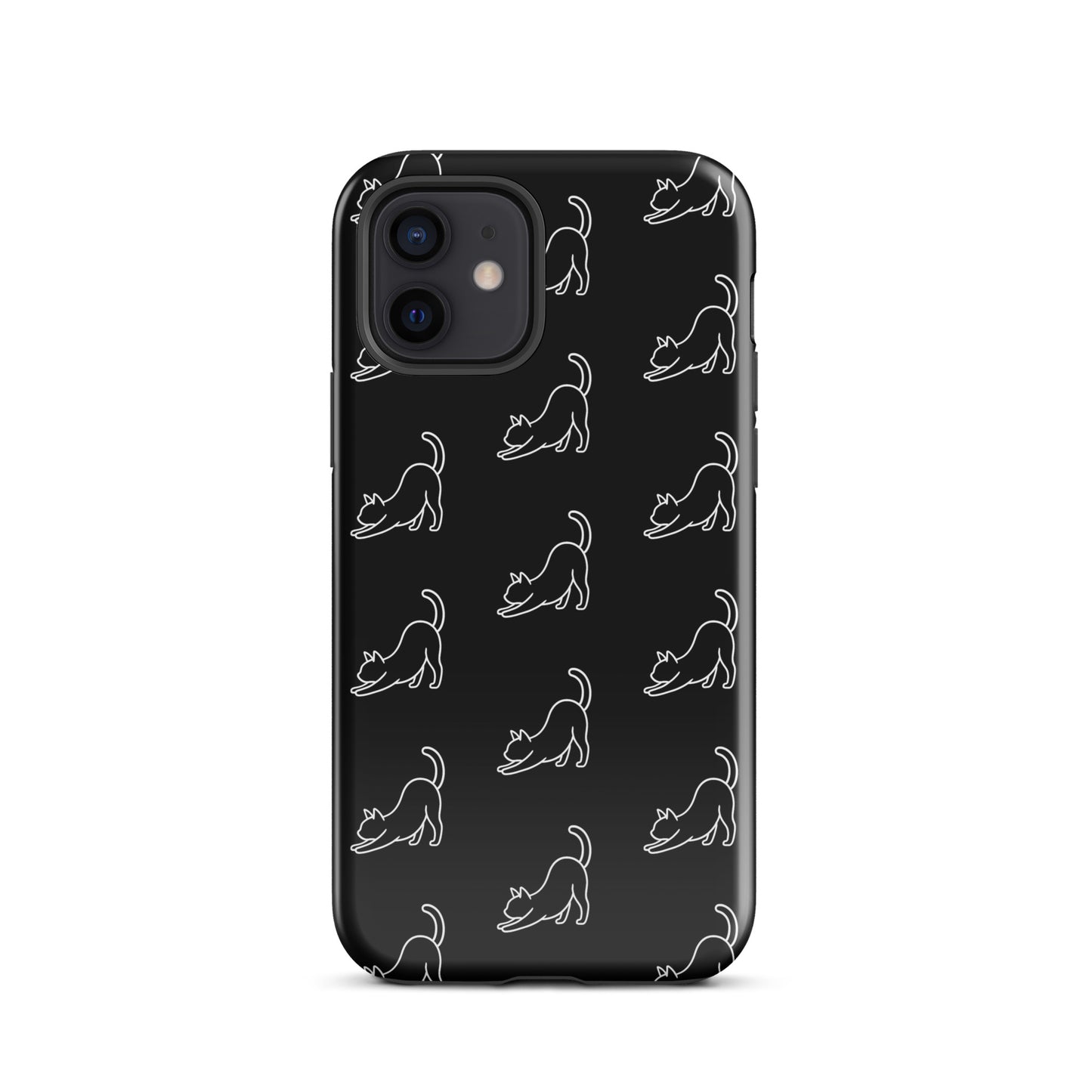 Phone Case for iPhone with minimalist stretching cat pattern, providing stylish protection with feline-themed design for cat lovers.