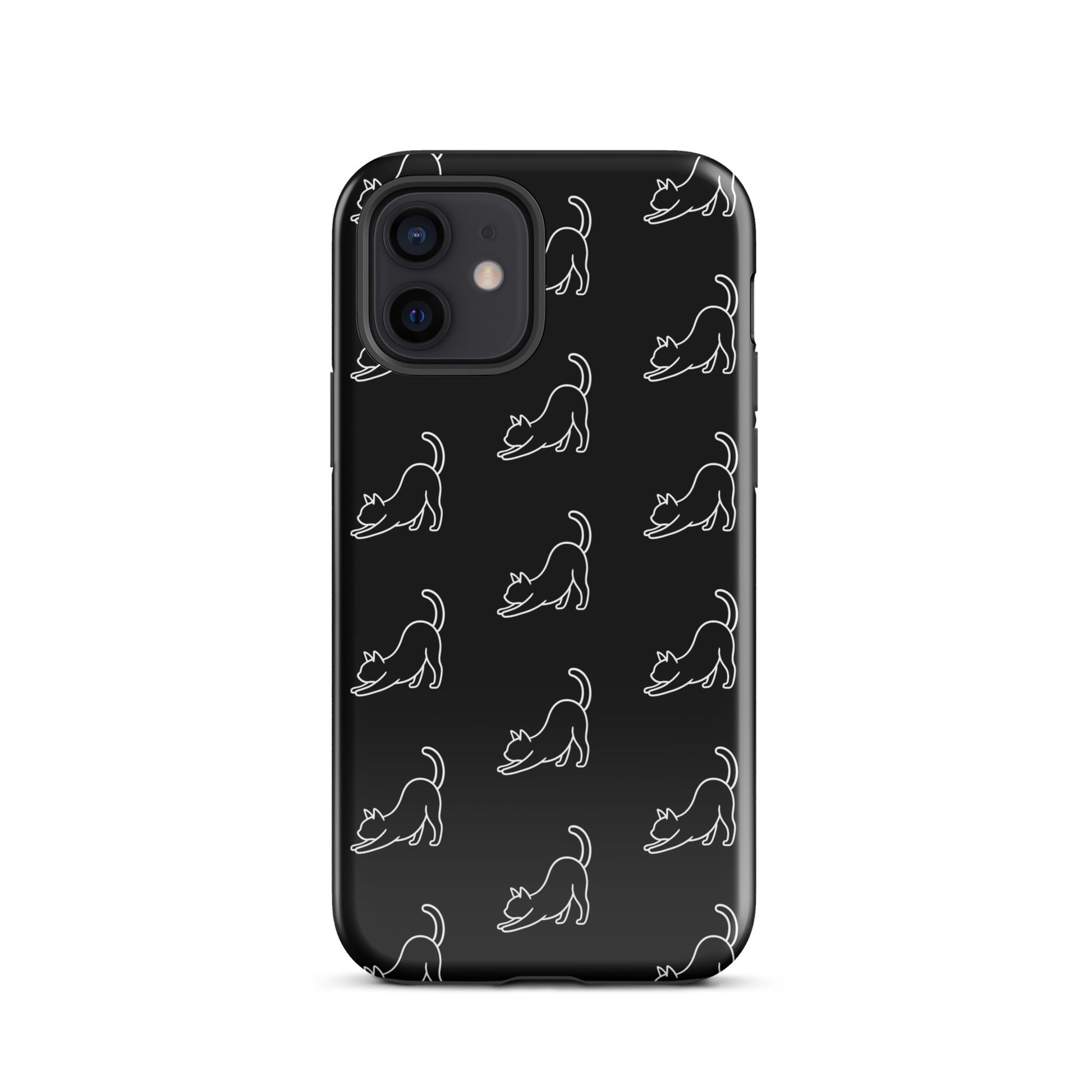 Phone Case for iPhone with minimalist stretching cat pattern, providing stylish protection with feline-themed design for cat lovers.