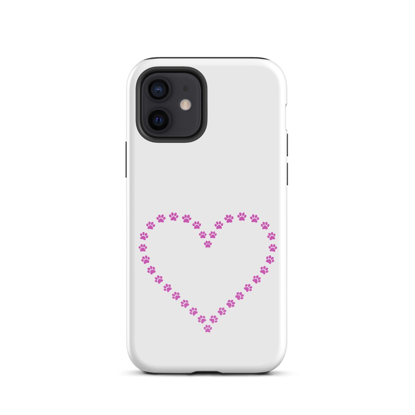 Phone Case with cute paw print heart design for iPhone, ideal for pet lovers and durable protection.