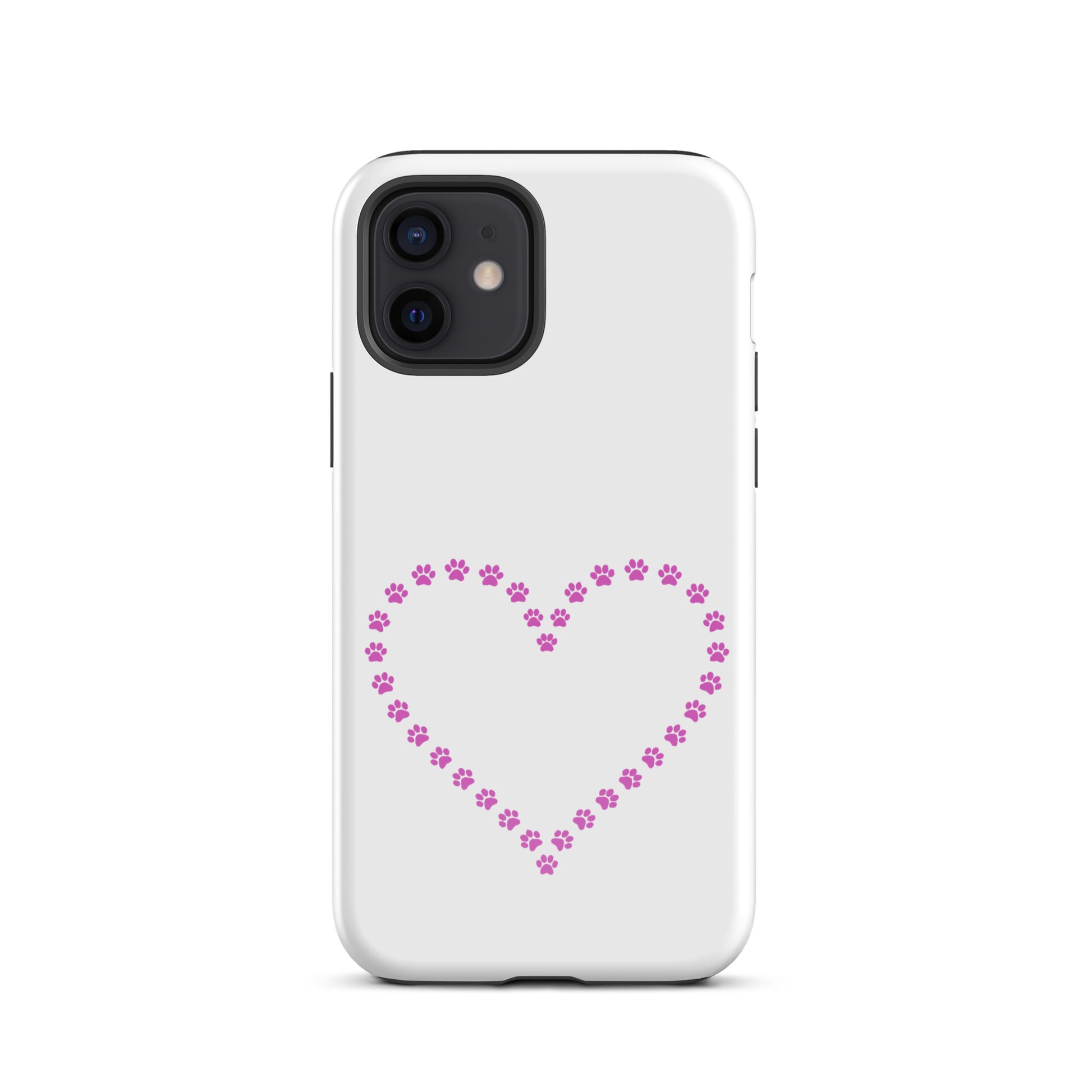 Phone Case with cute paw print heart design for iPhone, ideal for pet lovers and durable protection.