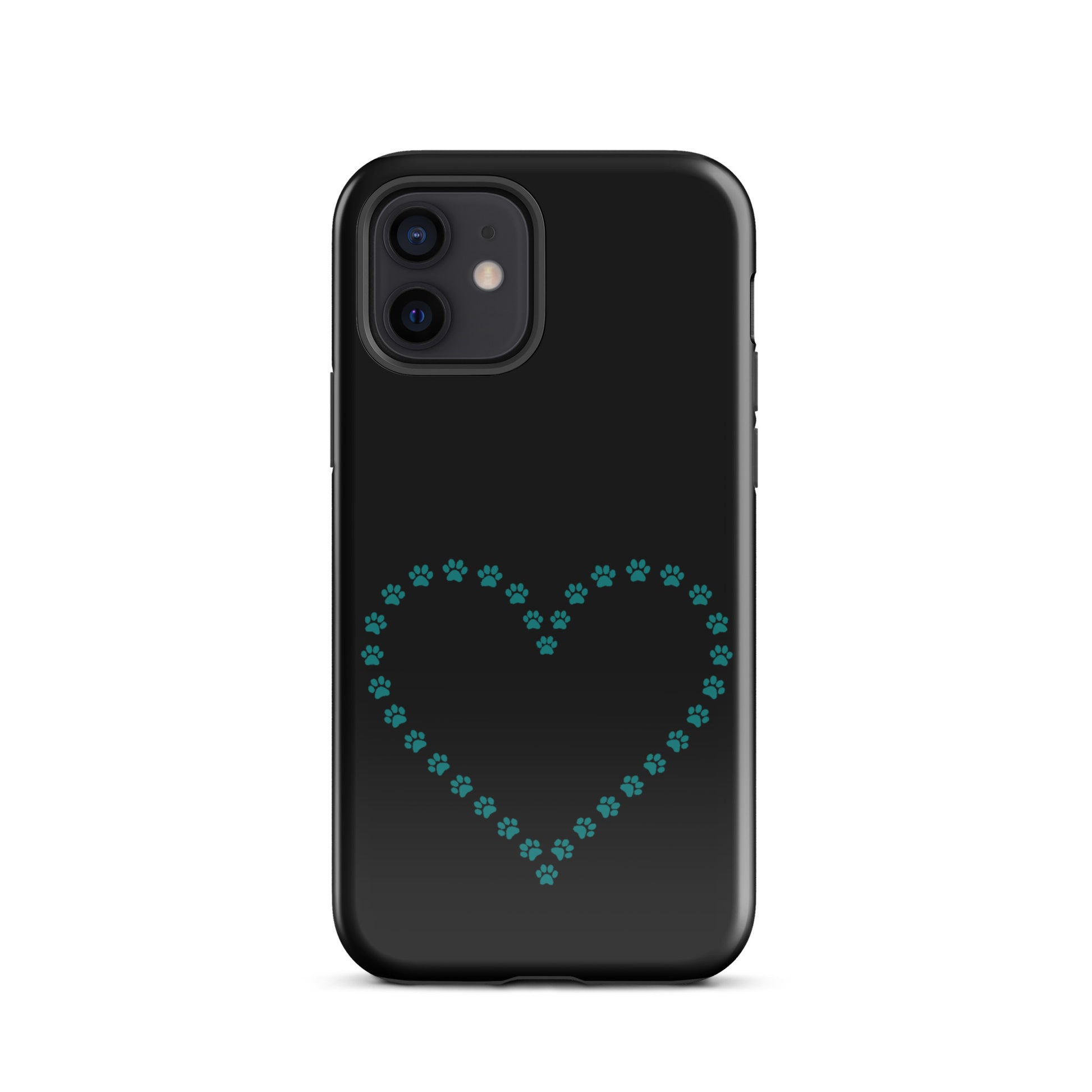 Phone Case with cute paw print heart design for pet lovers, featuring durable protection for iPhone with animal-inspired charm.