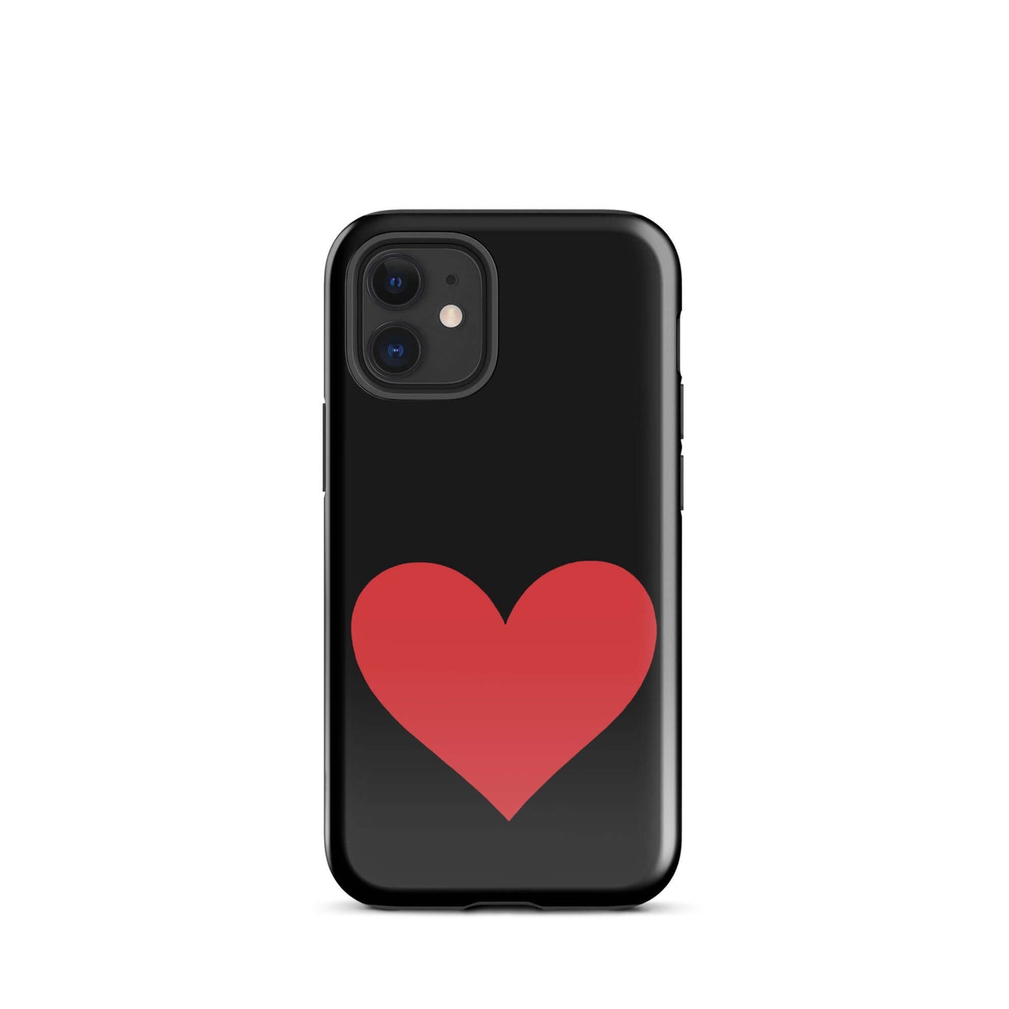 Phone Case featuring a vibrant red heart graphic on a sleek black background for iPhone.