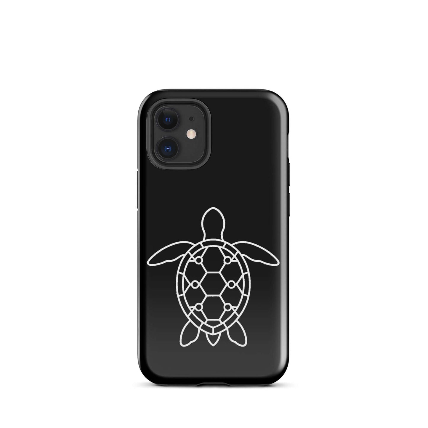 Phone case for iPhone featuring a minimalist sea turtle silhouette and geometric design.
