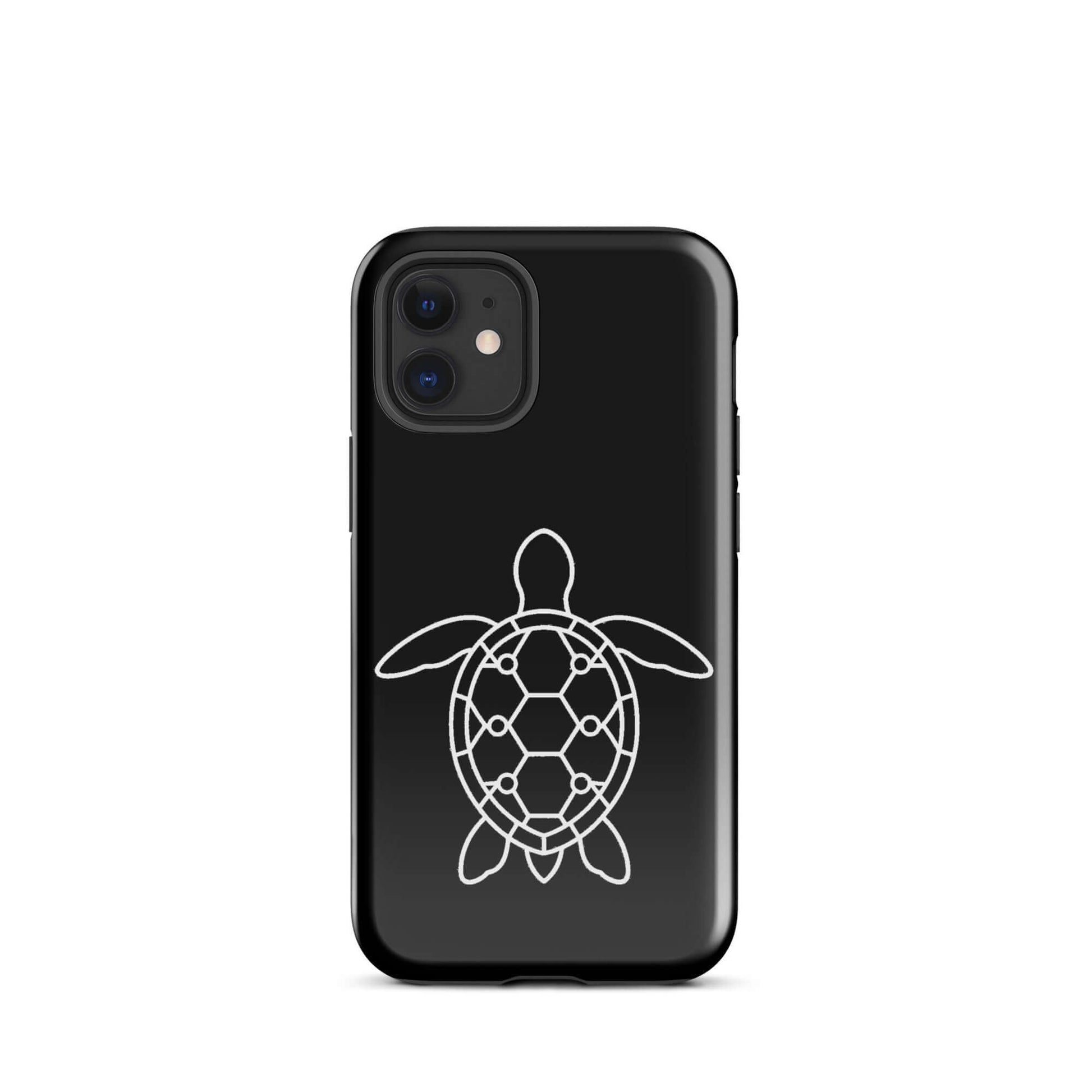 Phone case for iPhone featuring a minimalist sea turtle silhouette and geometric design.