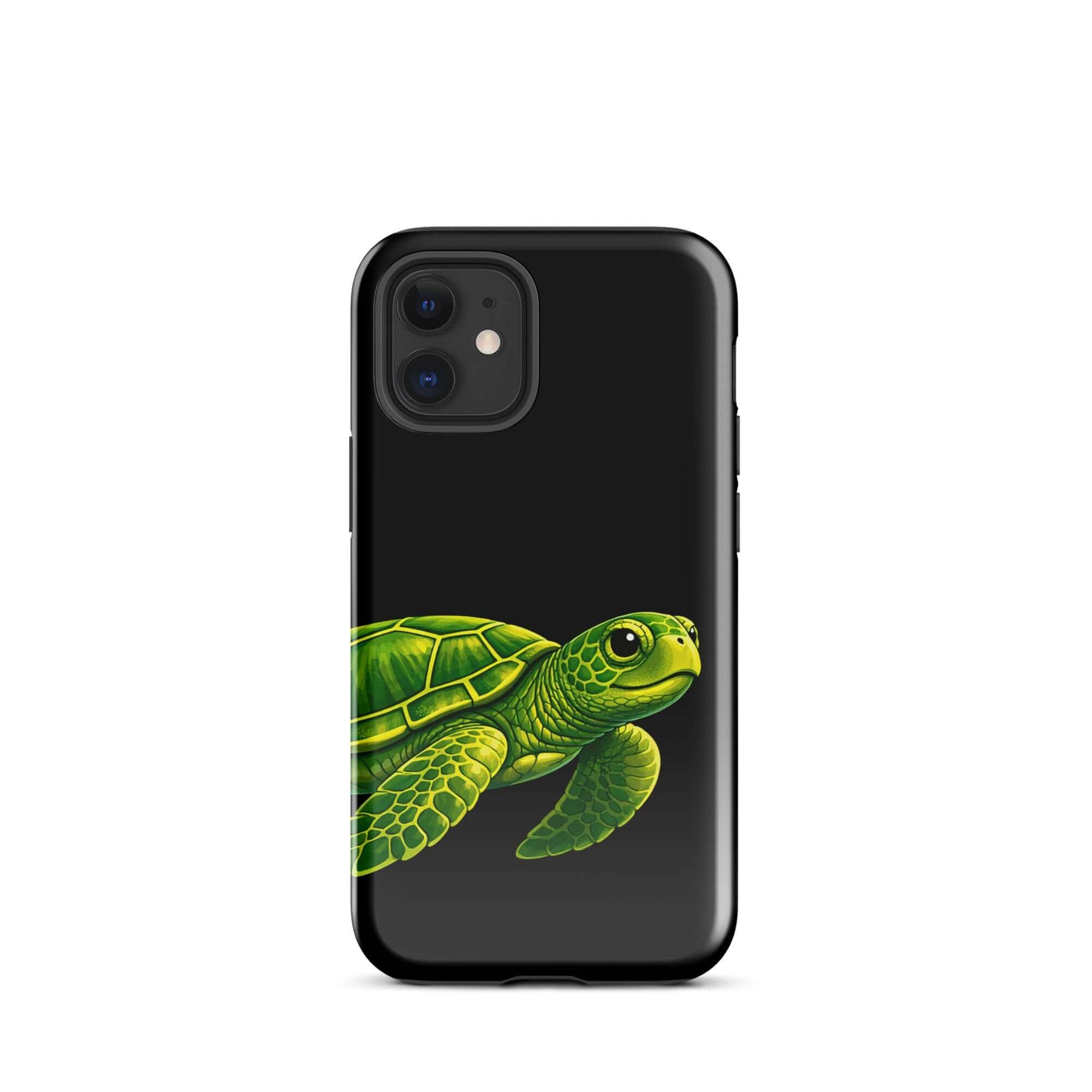 Phone Case featuring vibrant sea turtle design on a black background for style and protection.