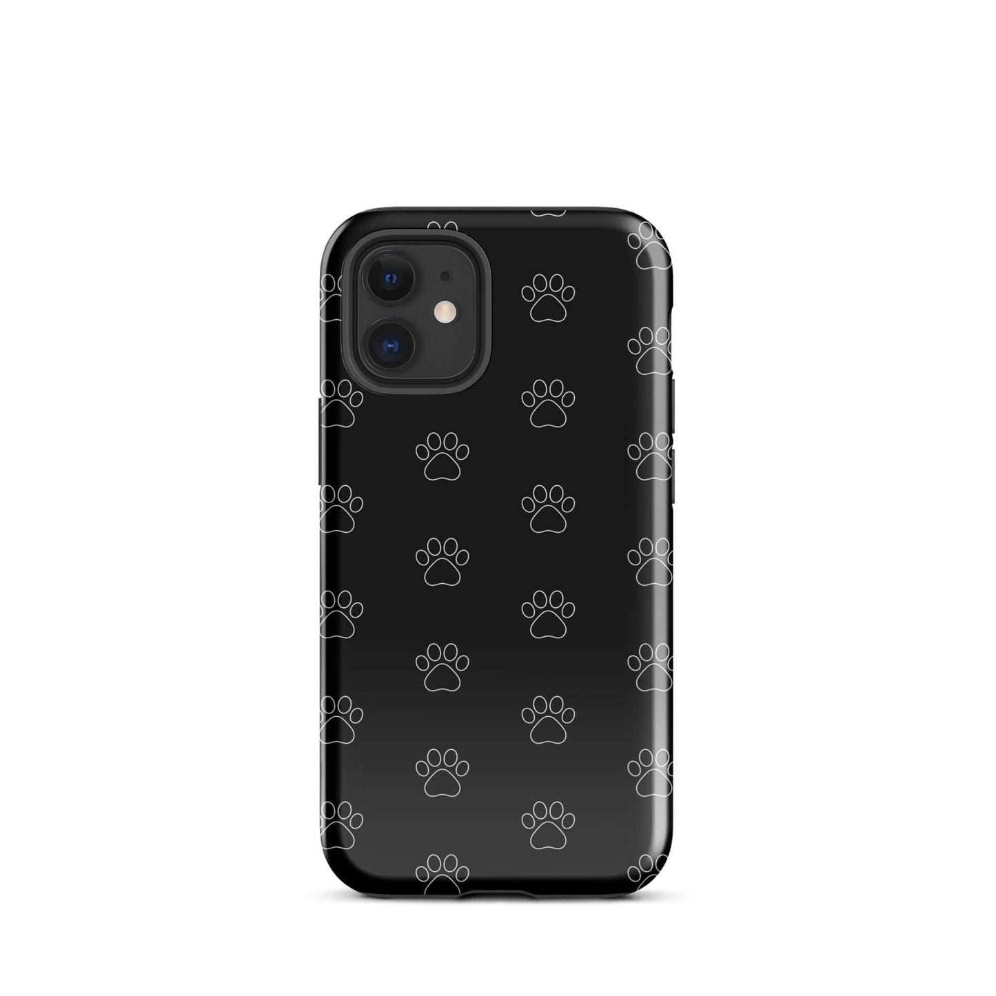 Phone Case featuring a playful paw print pattern in black, designed for pet lovers.
