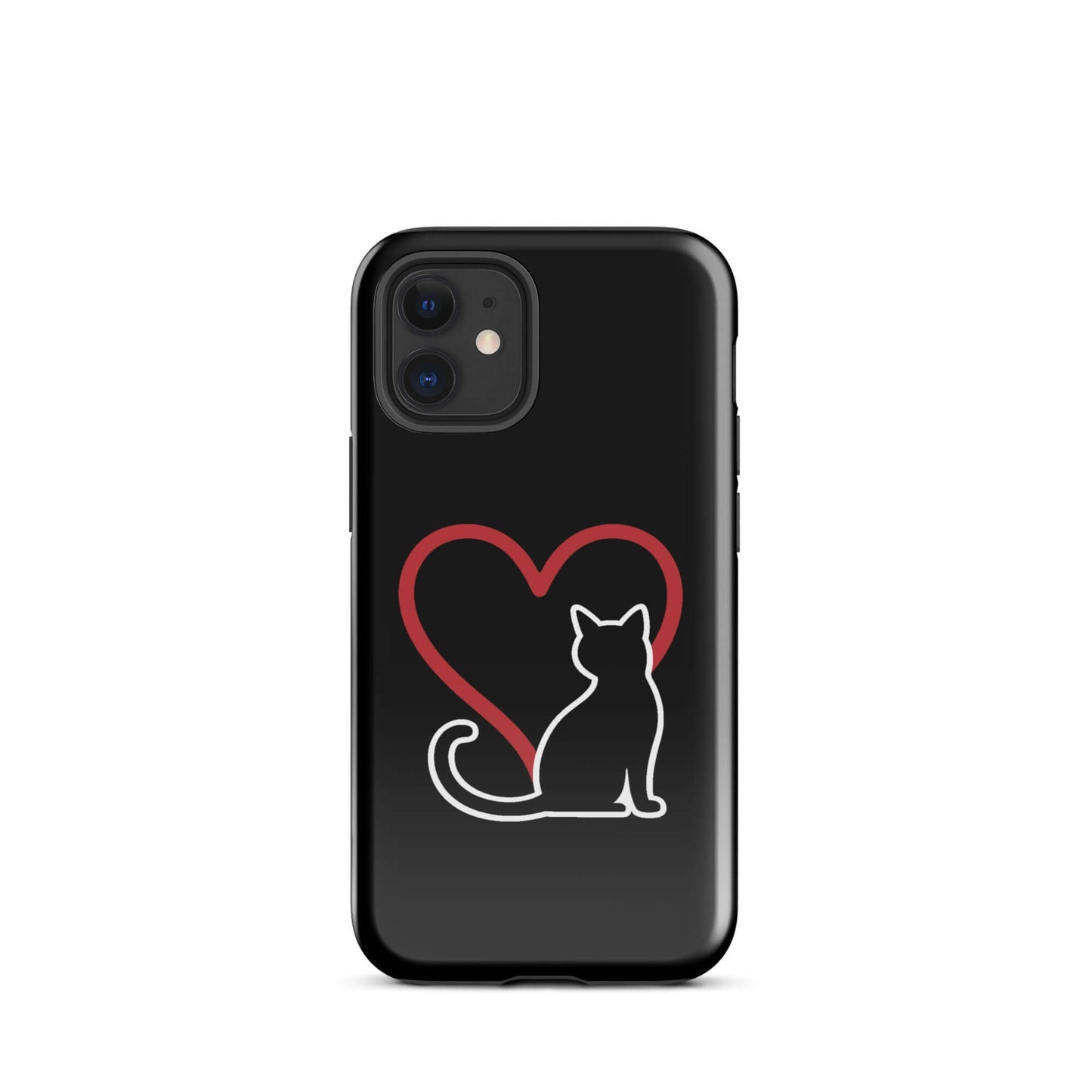Phone Case featuring a minimalist cat design and heart symbol, perfect for cat lovers.
