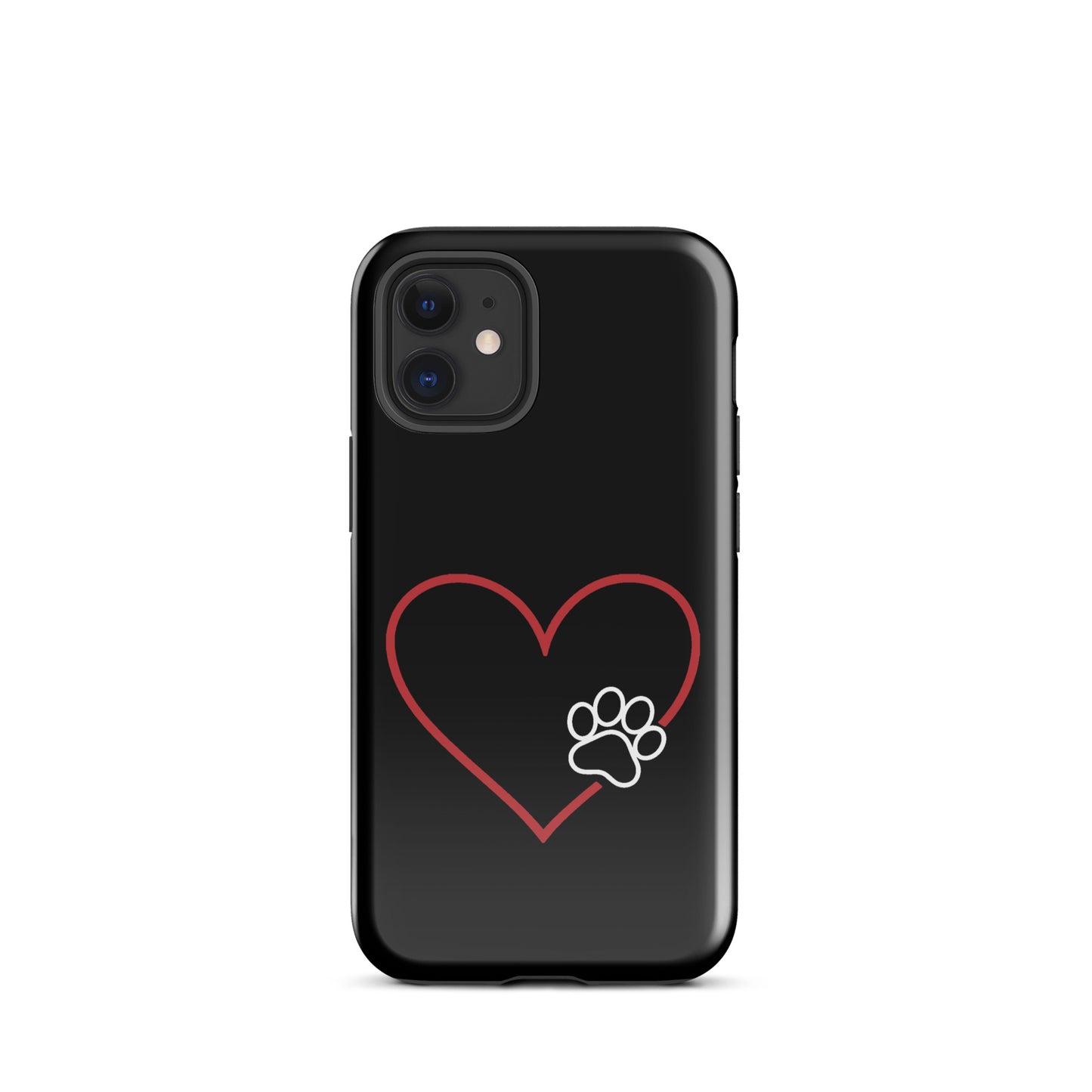 Phone Case for iPhone with heart and paw print design for pet fans, offering style and protection.