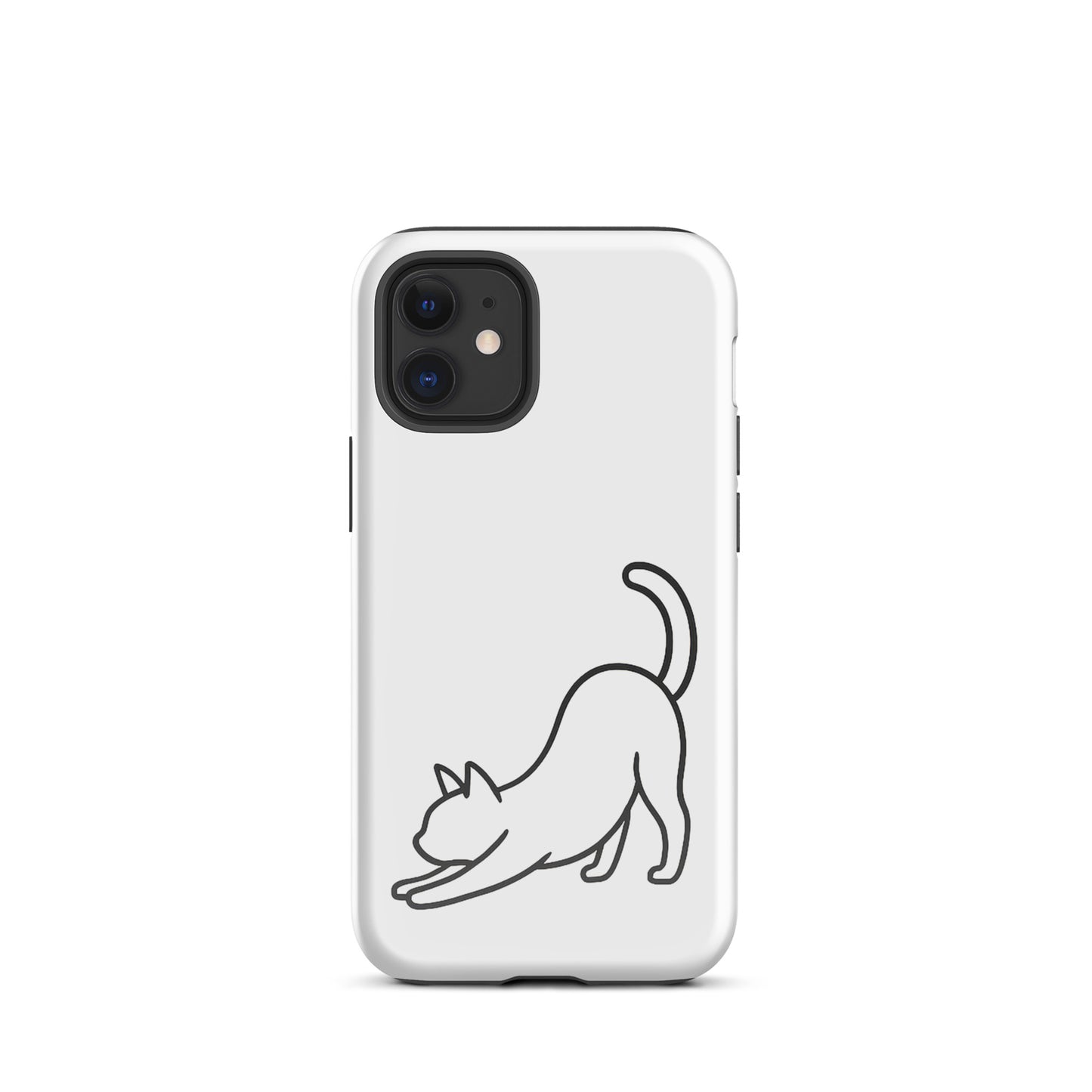 Phone Case for iPhone with minimalist stretching cat design for impact protection and style.