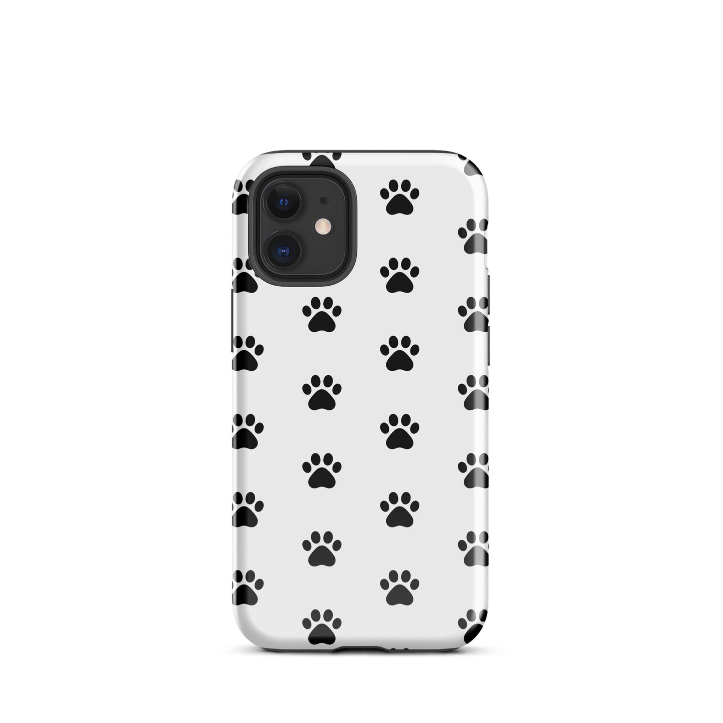 Phone Case for iPhone with stylish paw print design for pet lovers, featuring minimalist black paw icons for cat and dog enthusiasts.