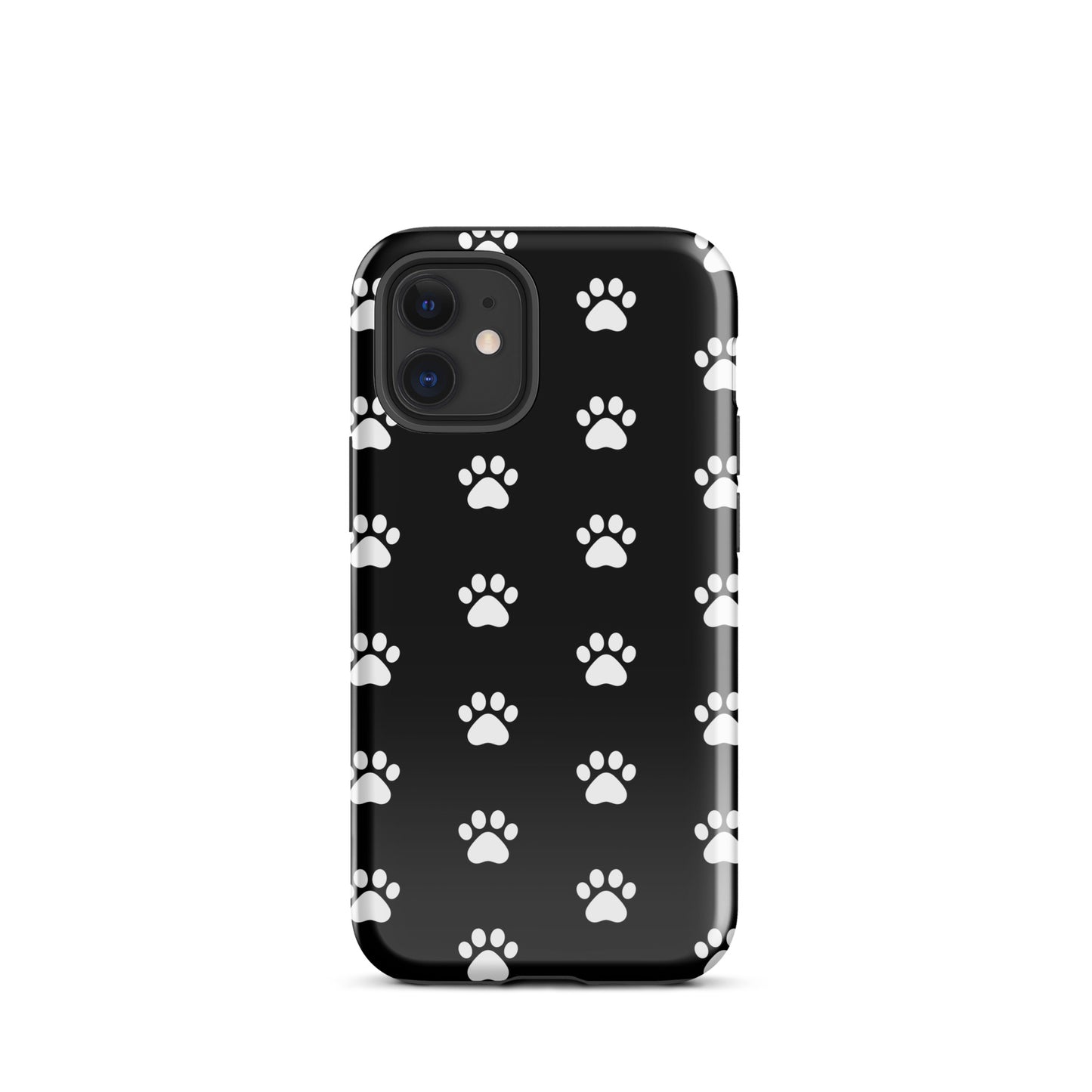 Phone Case for iPhone with stylish black and white paw print design, ideal for pet lovers, featuring minimalist paw icons for a modern look.