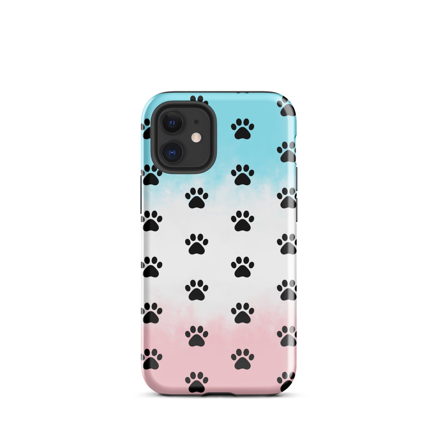 Phone Case for iPhone with paw print pattern, designed for pet lovers, featuring a transparent finish to showcase phone color.