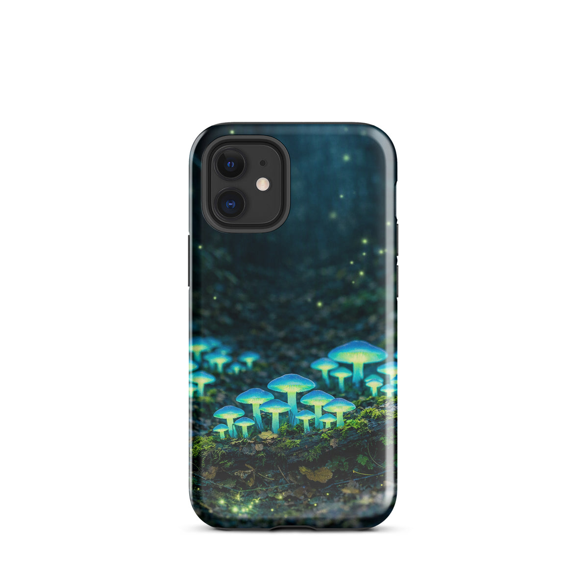 Phone Case featuring ethereal glowing forest mushrooms design, perfect for iPhone users seeking a magical and enchanting accessory.