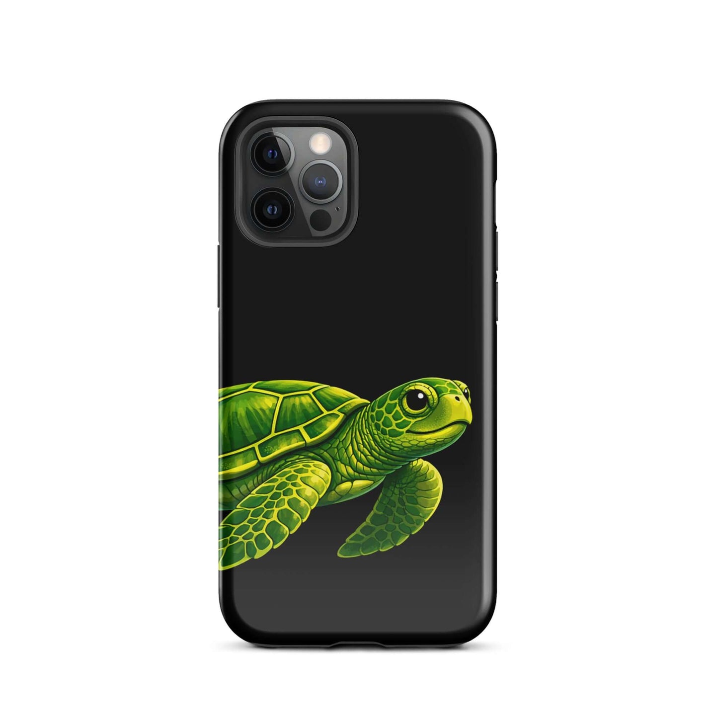 Phone Case featuring vibrant sea turtle design on a deep black background for style and protection.