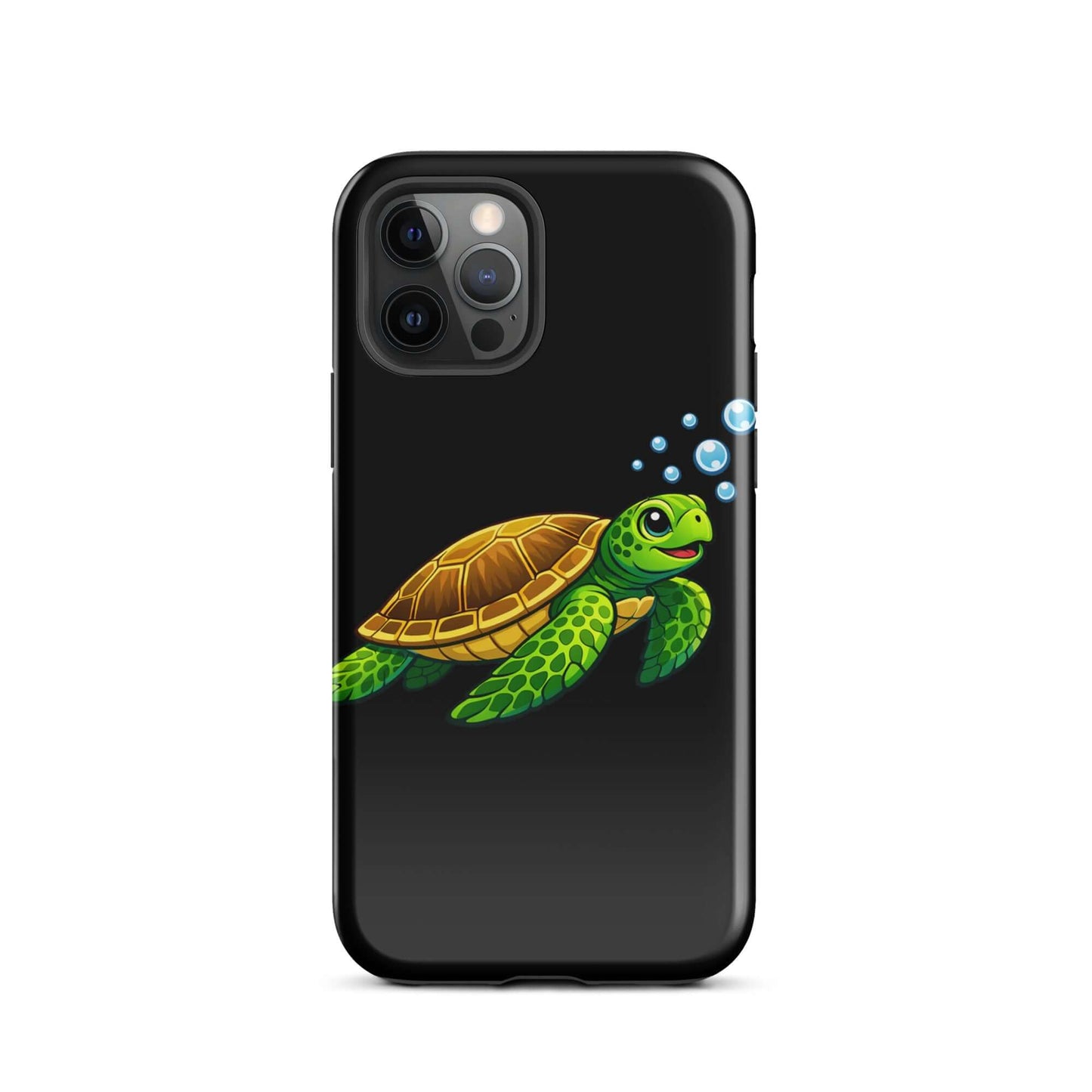 Phone Case featuring vibrant sea turtle artwork with bubbles for iPhone users.