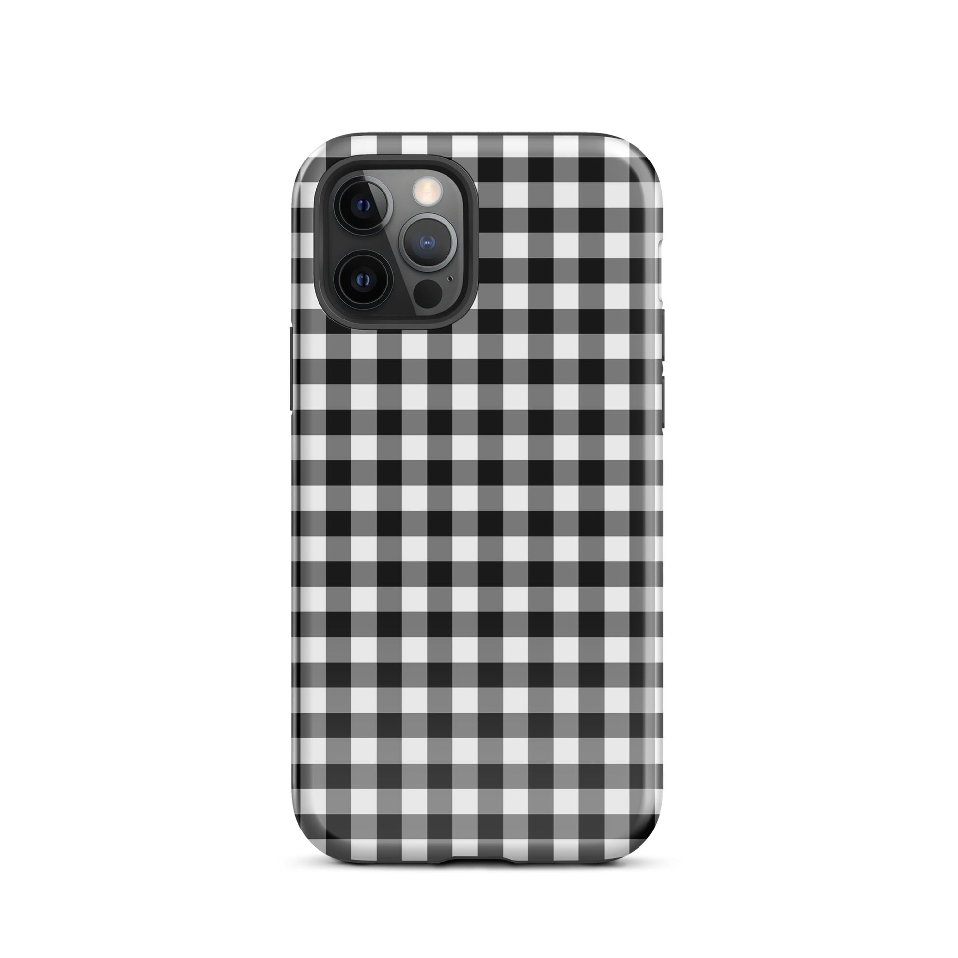 Phone Case with black-and-white gingham pattern for iPhone, combining chic style and protective luxury.