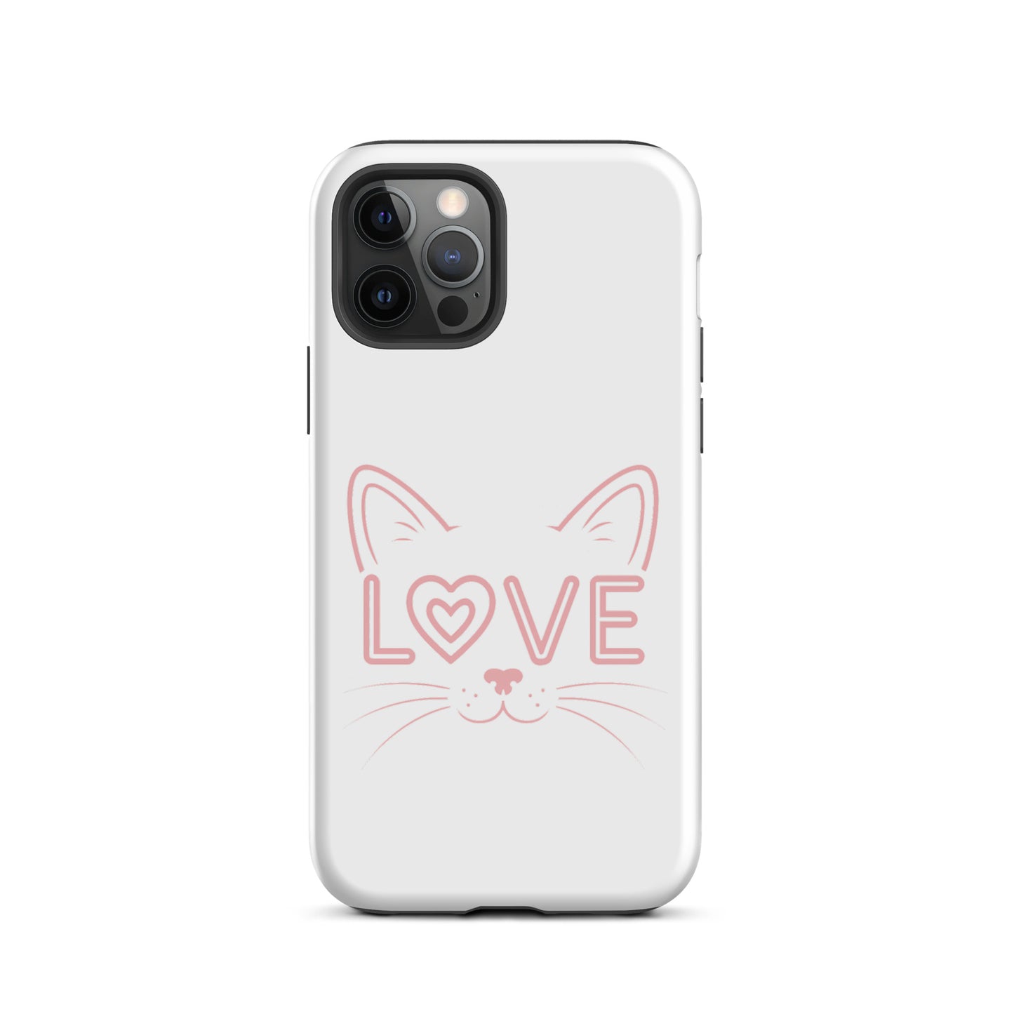 Cat Love phone case for iPhone featuring minimalist cat face and love design in sleek modern style
