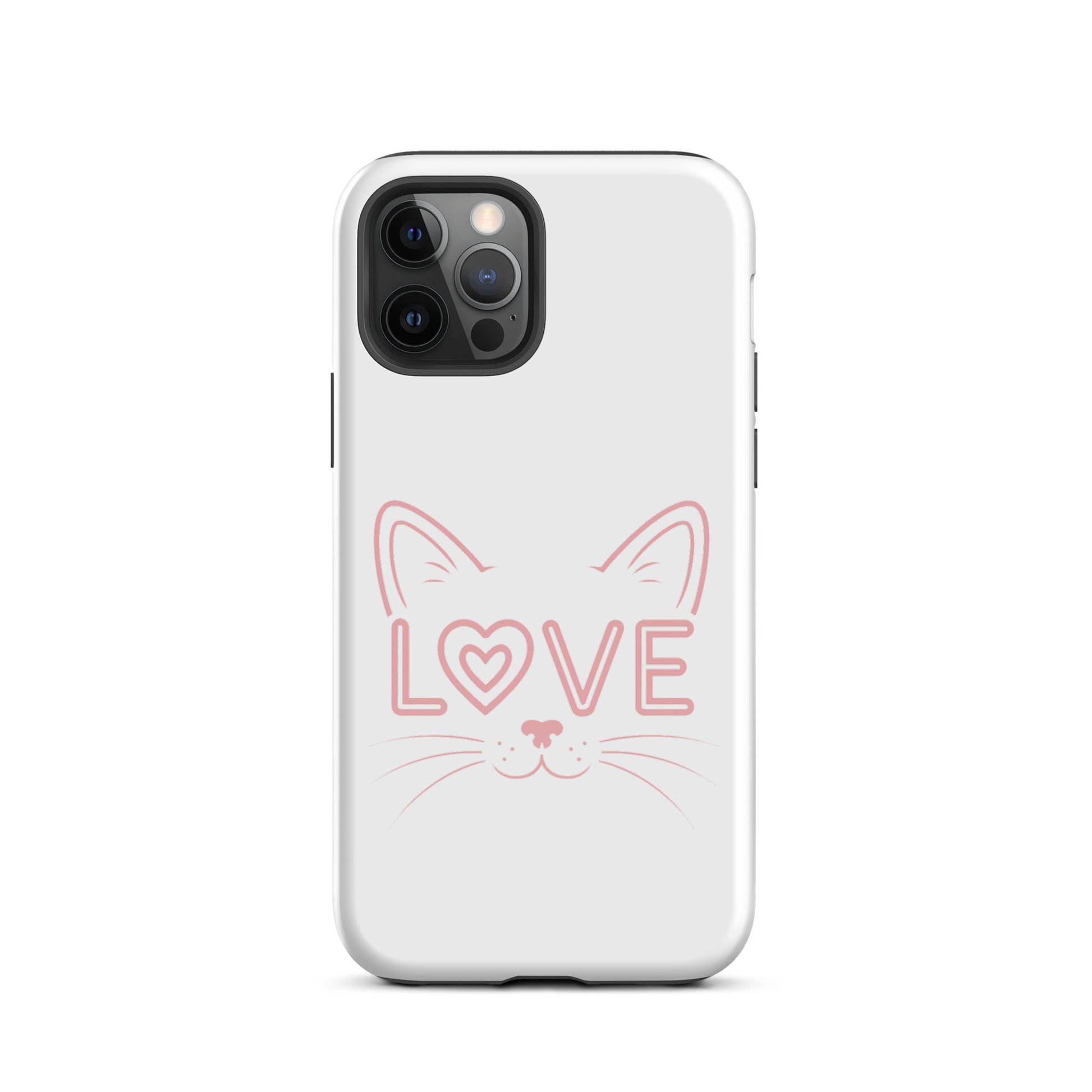 Cat Love phone case for iPhone featuring minimalist cat face and love design in sleek modern style