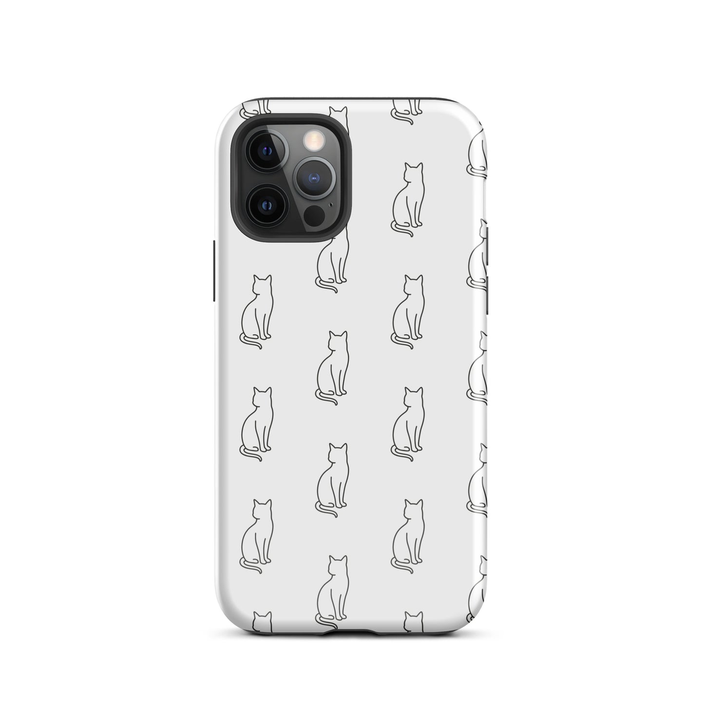 Phone Case with minimalist sitting cat pattern for iPhone, perfect for feline fans seeking a stylish and protective accessory.